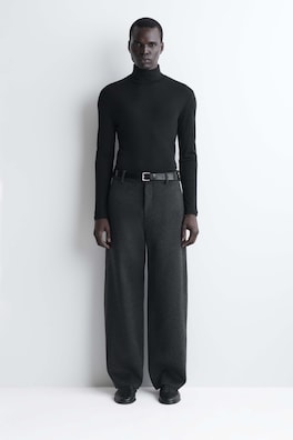 SLIM WOOL-JERSEY ROLLNECK TOP — BLACK 2