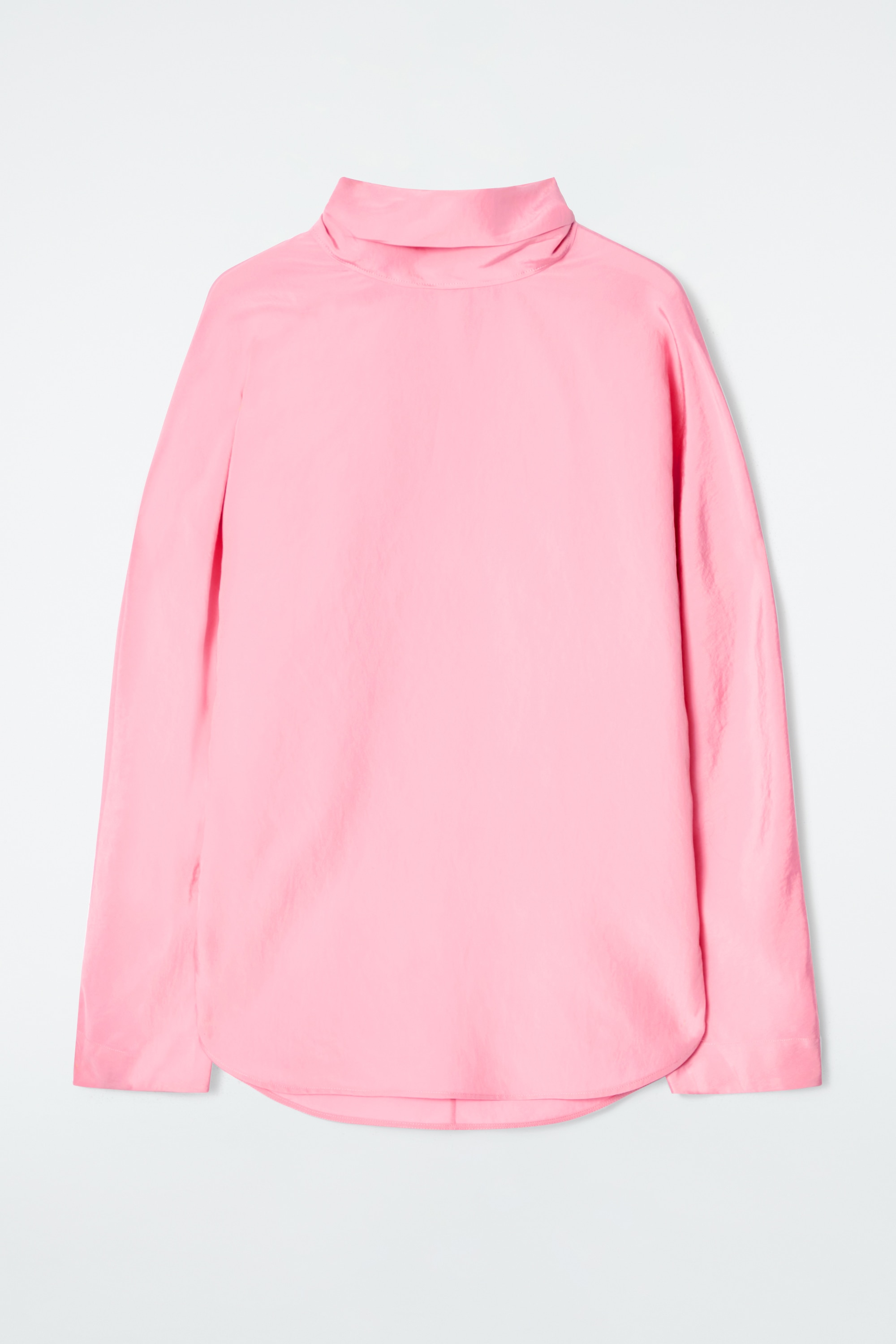 BLUSA DE CORTE CIRCULAR CON LAZO AL CUELLO - ROSA