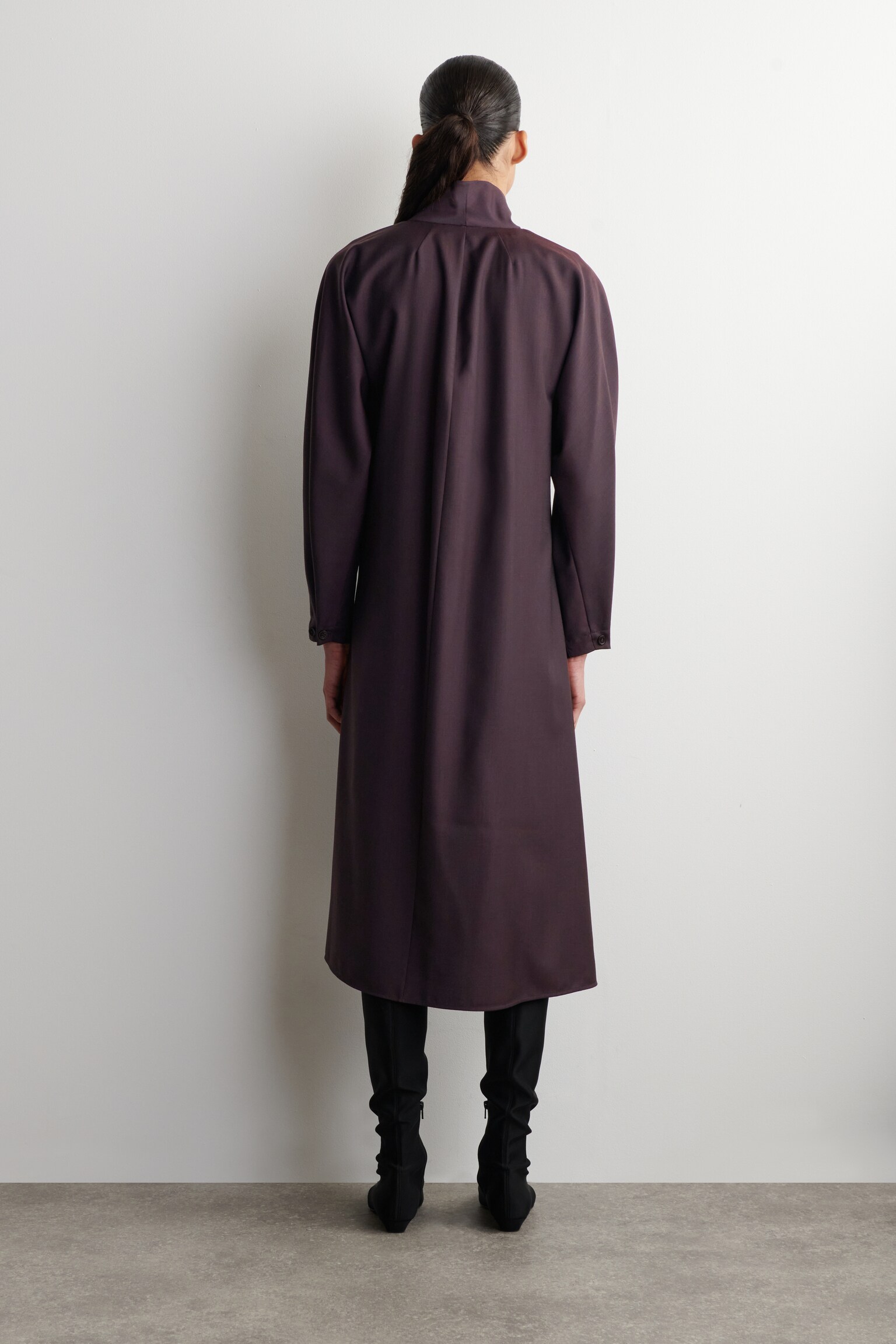 SHAWL-COLLAR WOOL WRAP DRESS - PURPLE - 6