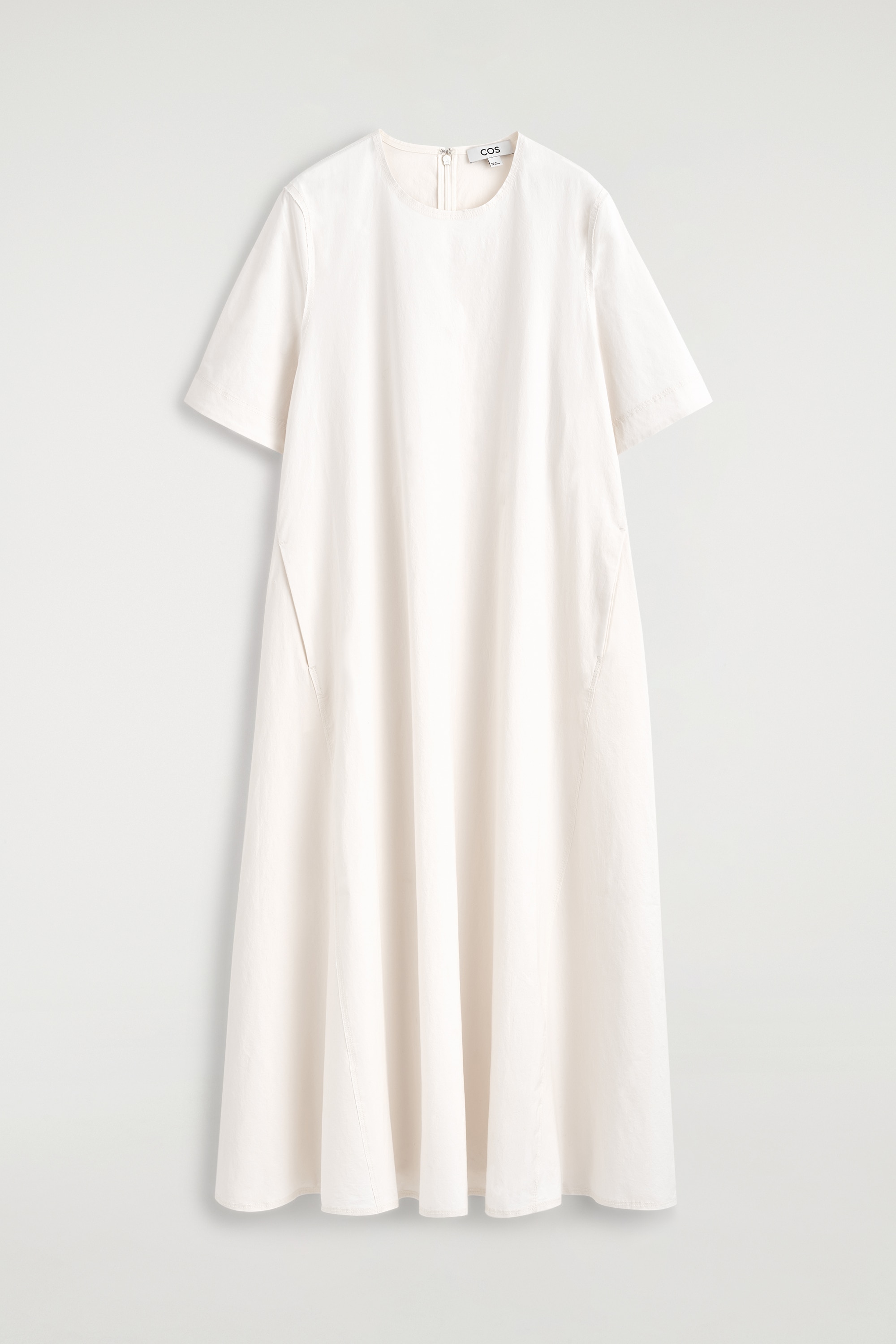 RAW-CUT COTTON MIDI DRESS - WHITE/BROWN