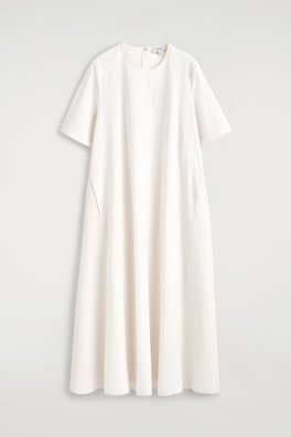 RAW-CUT COTTON MIDI DRESS — WHITE 7