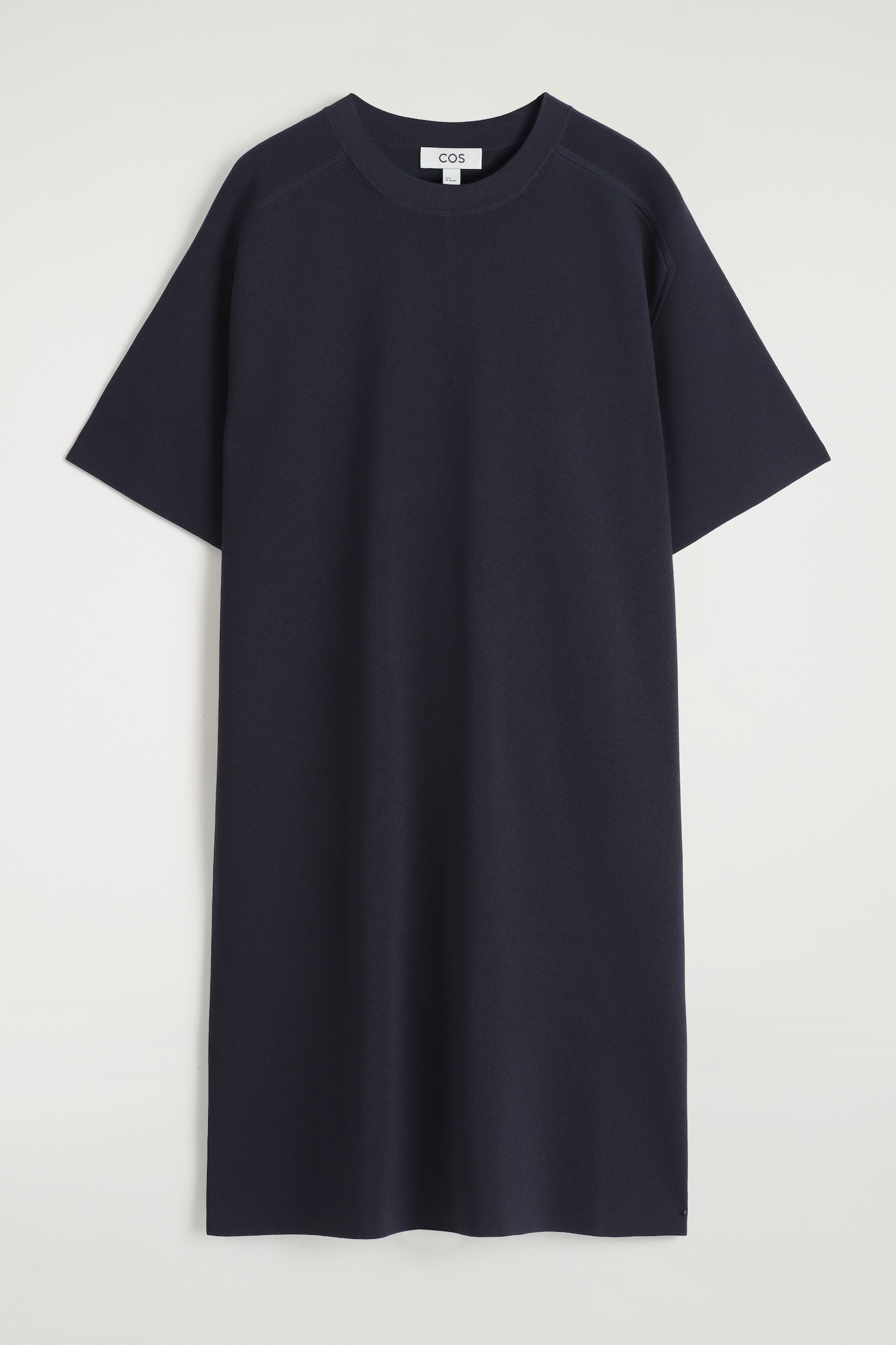 KNITTED T-SHIRT DRESS - NAVY/RED / STRIPED - 2