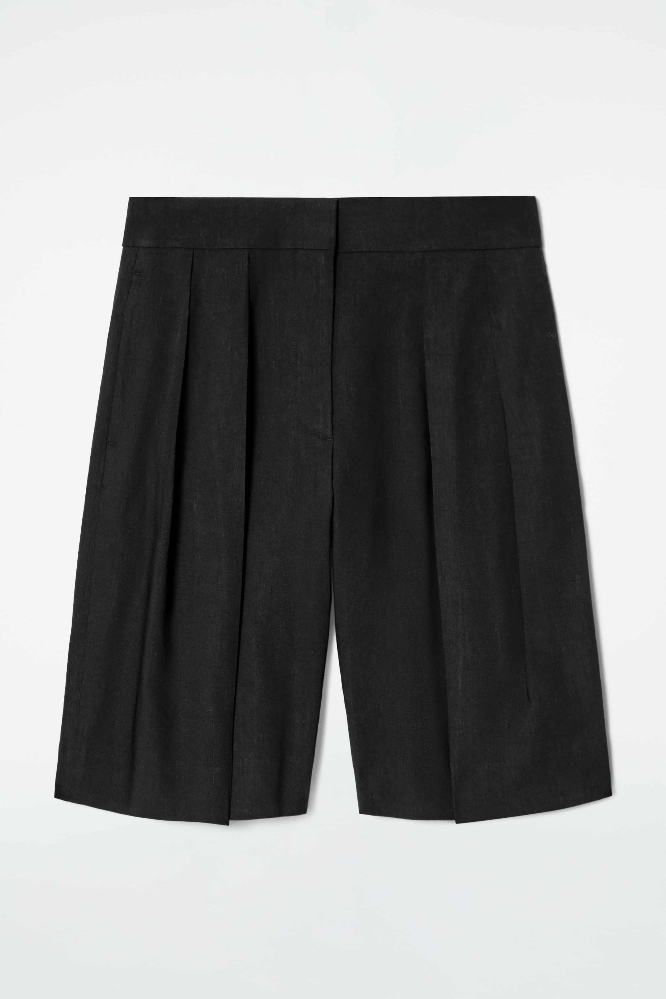 Ingrandisci l'immagine: LONGLINE PLEATED LINEN SHORTS - BLACK - DONNA | H&M CH 5