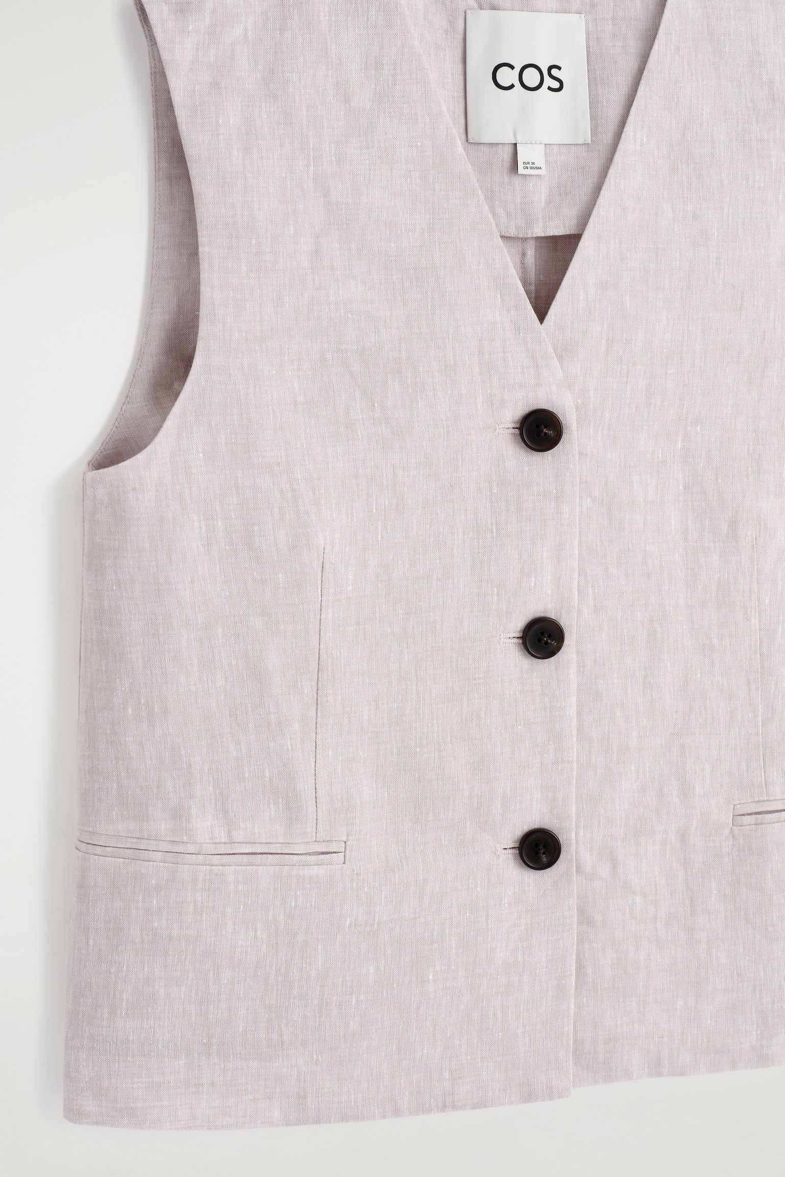 וסט פשתן - ורוד בהיר/שחור - 5