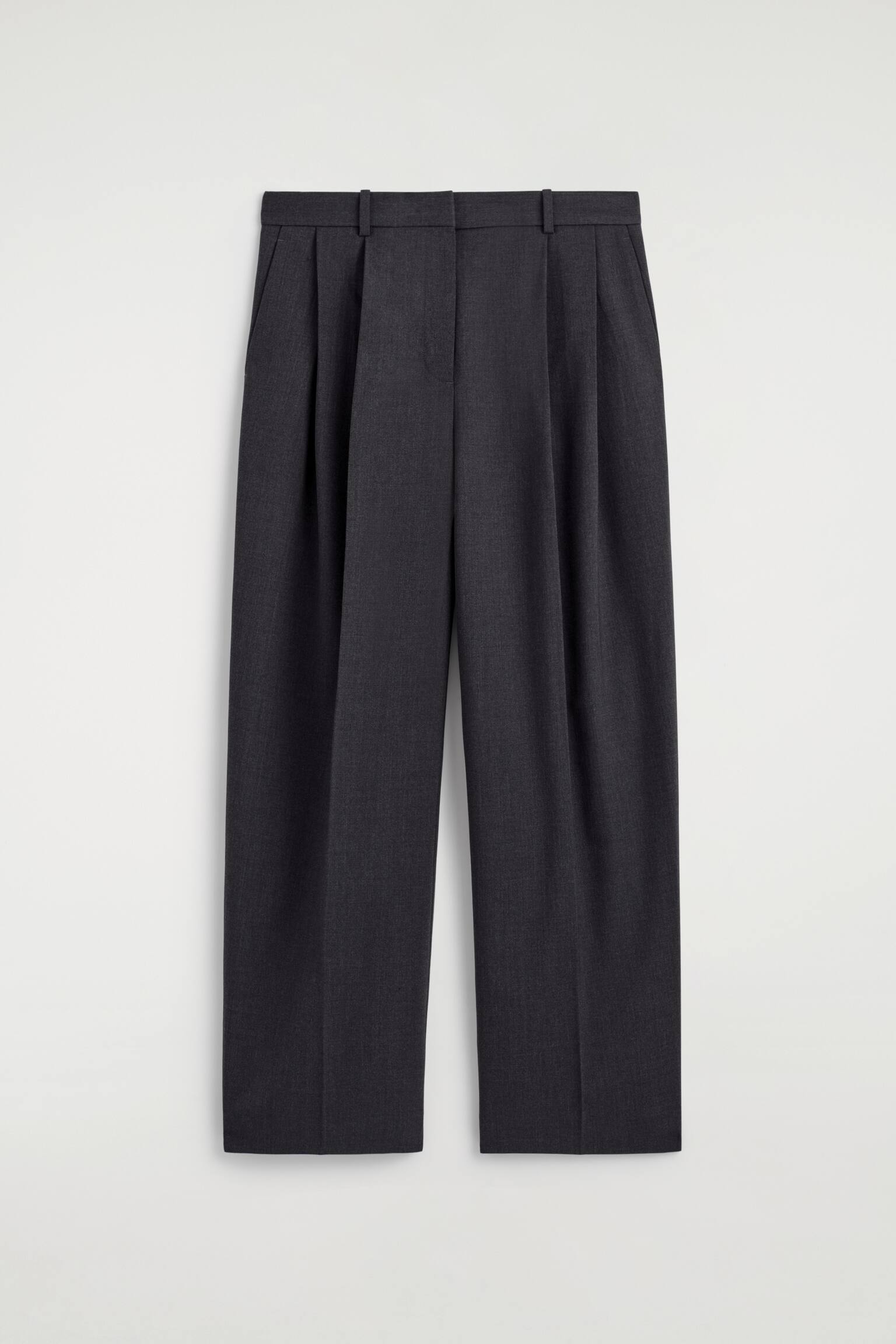 RELAXED TWILL WIDE-LEG TROUSERS - DARK GREY/BLACK/DARK BROWN/NAVY - 1