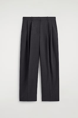 RELAXED TWILL WIDE-LEG PANTS — DARK GRAY 9