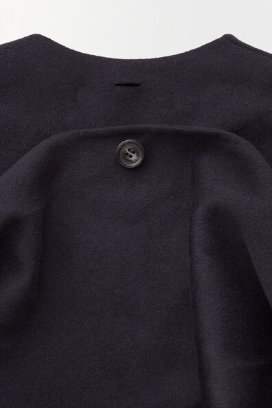 collarless wool cocoon jacket
