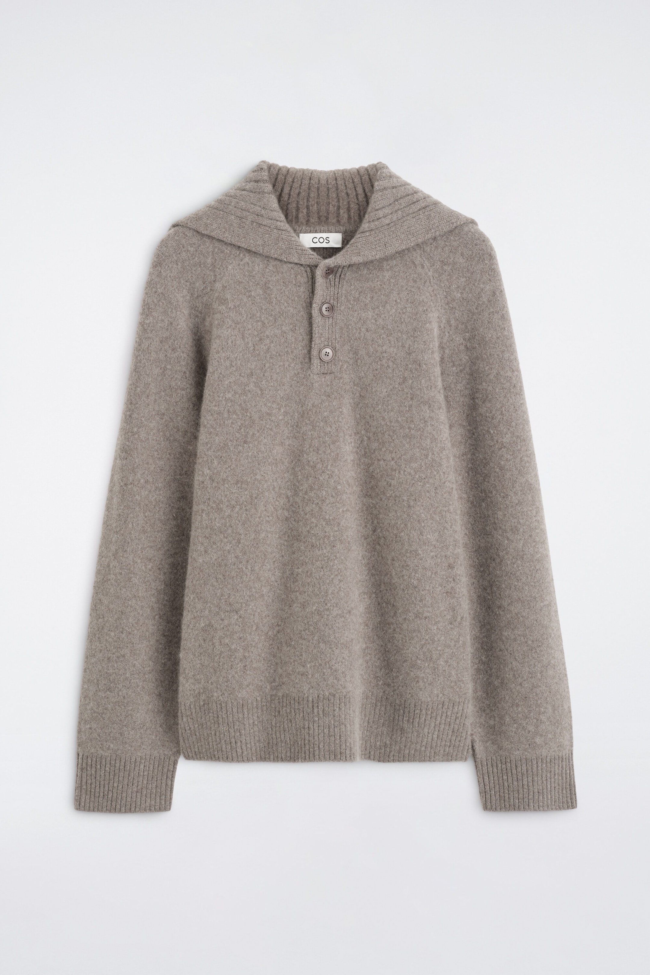 BUTTONED CASHMERE FUNNEL-NECK JUMPER