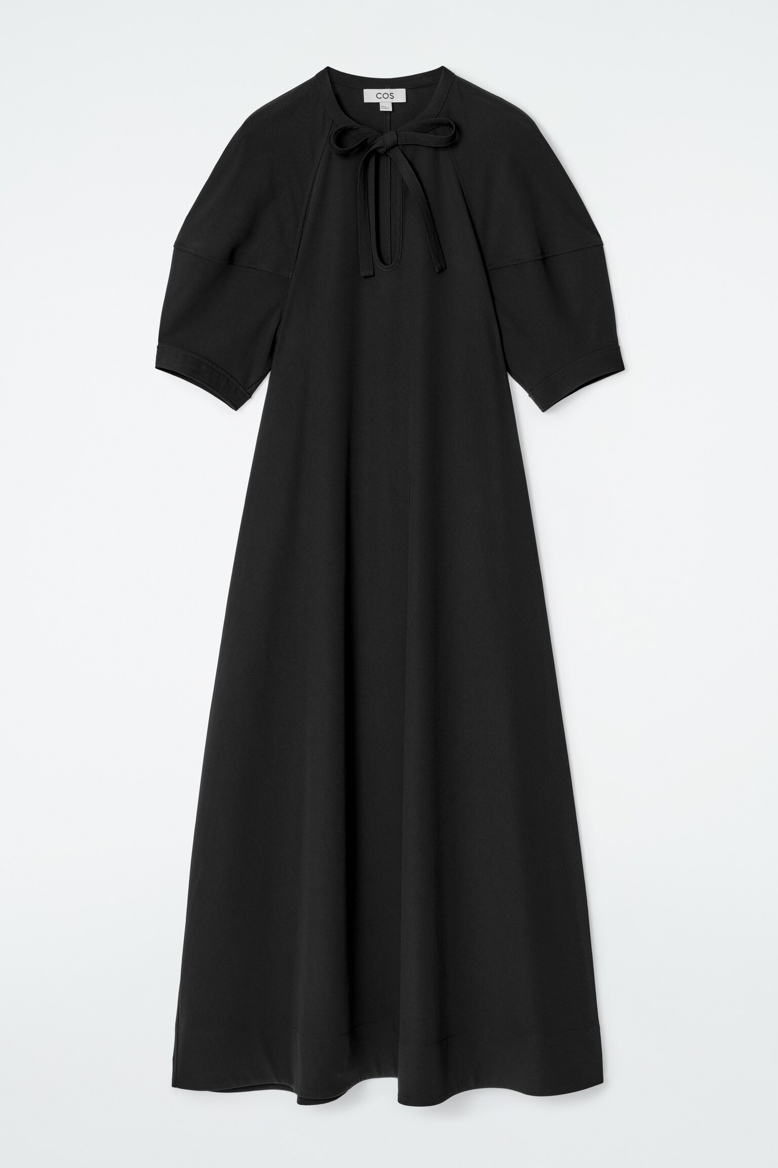 VESTIDO MIDI CON DETALLE DE LAZO - NEGRO - 2