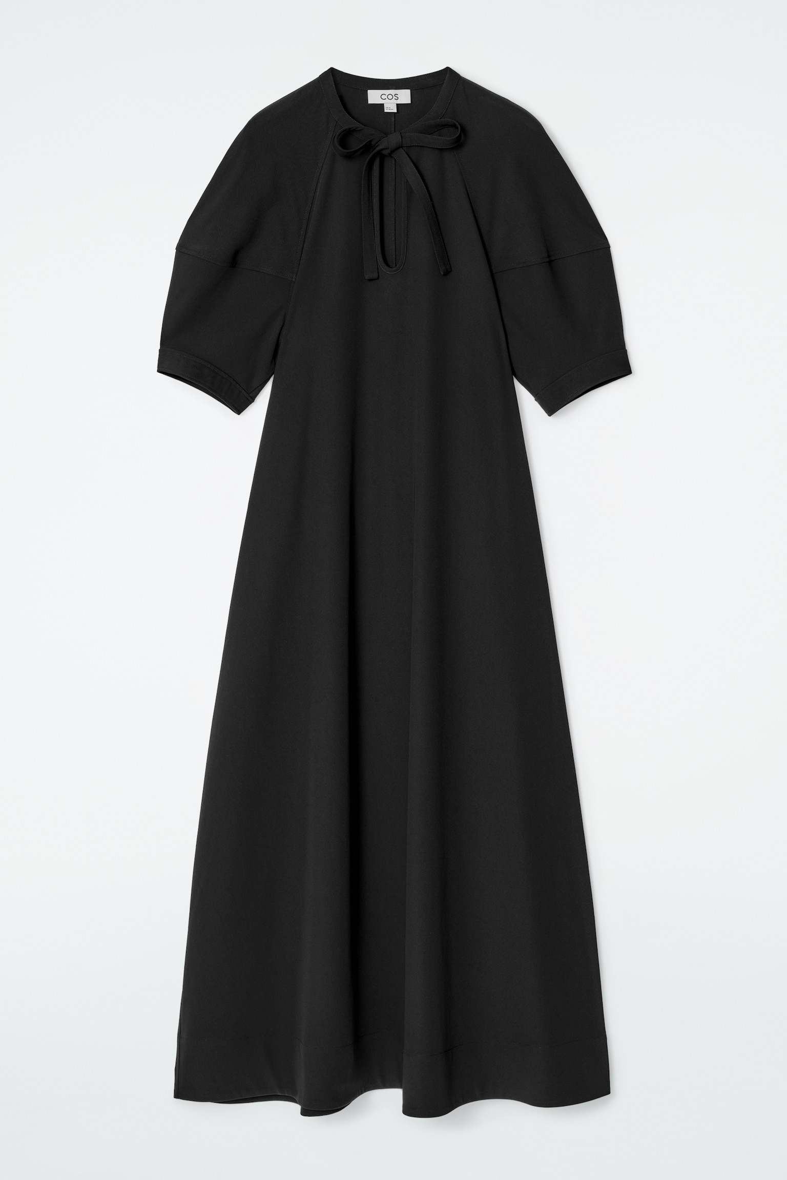 ROBE LONGUE À ENCOLURE NOUÉE - NOIR - 2