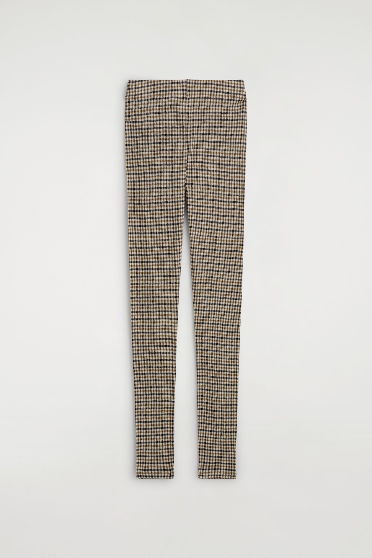 MERINO WOOL LEGGINGS — BEIGE / CHECKED