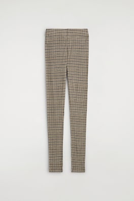 MERINO WOOL LEGGINGS — BEIGE / CHECKED 2