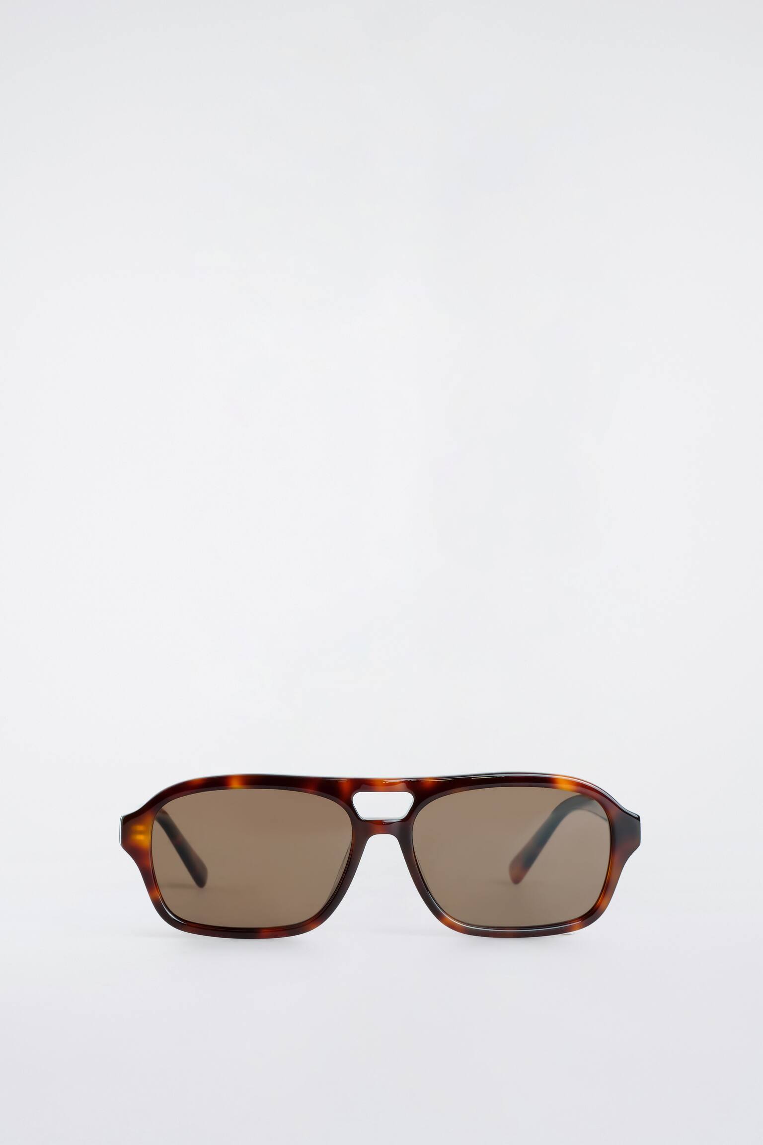 RECTANGULAR AVIATOR SUNGLASSES - TORTOISESHELL / BROWN/BLACK / GREY - 1