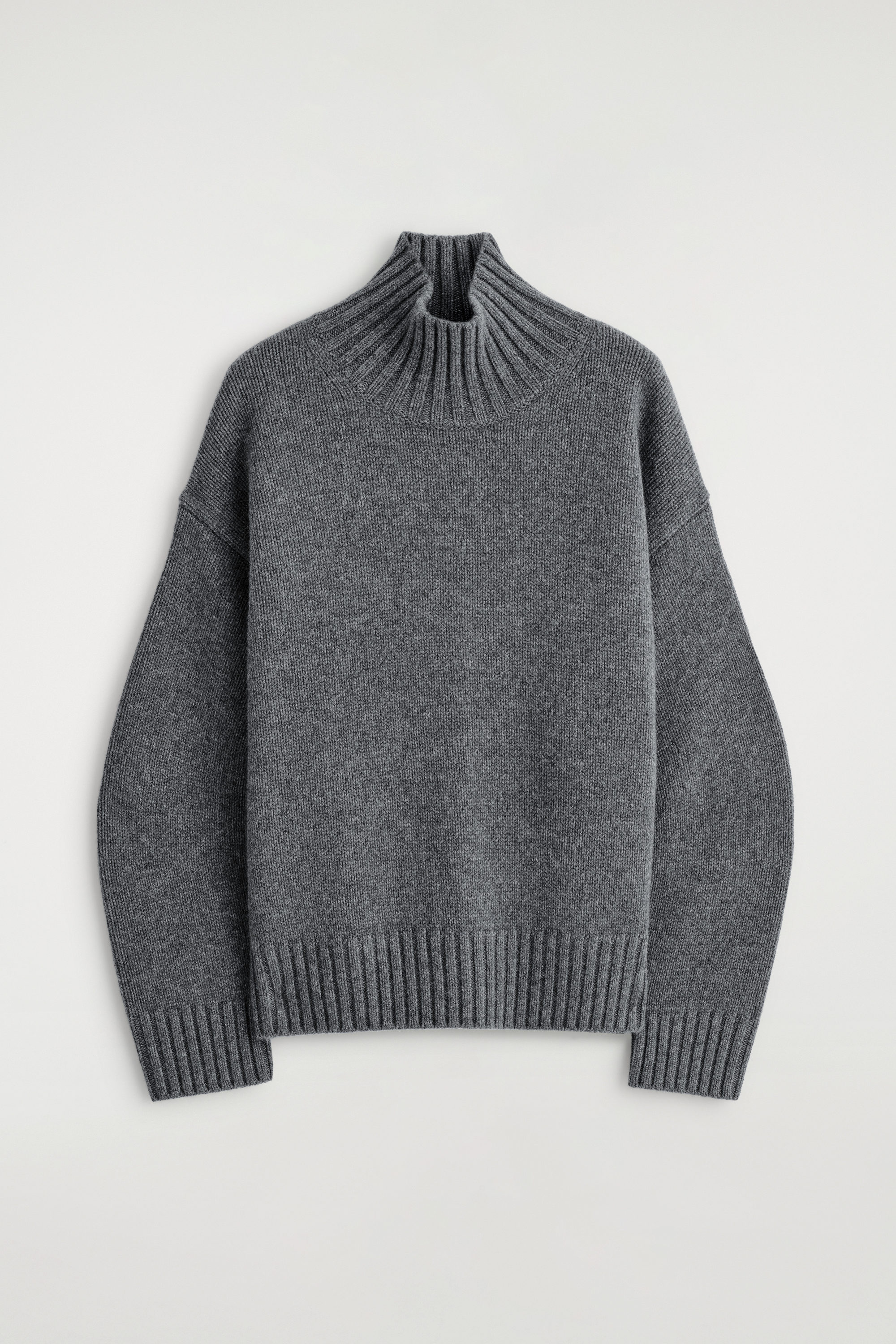 CASHMERE HIGH-NECK SWEATER - DARK-GRAY MÉLANGE | COS