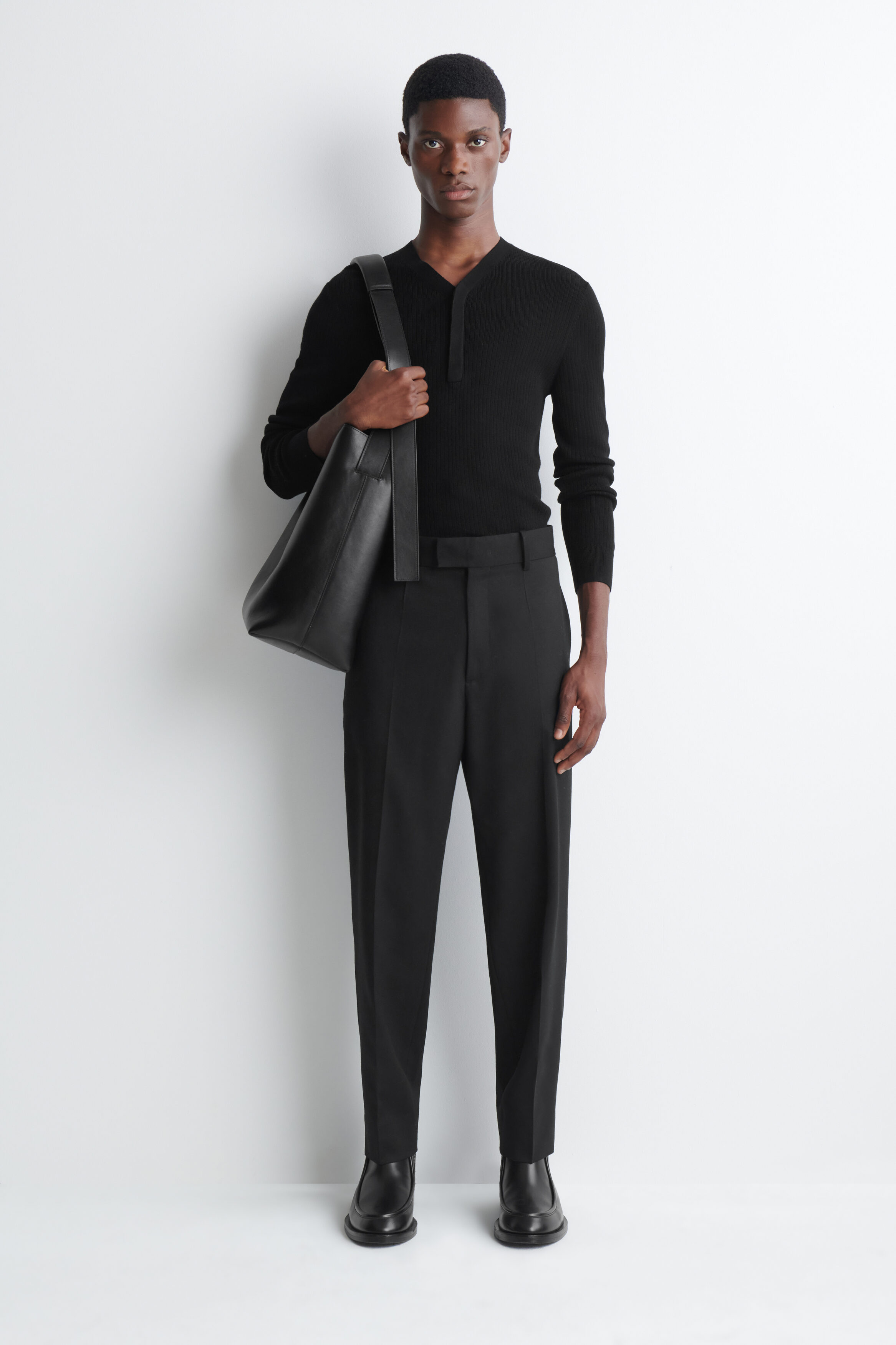 WOOL REGULAR-FIT TAPERED PANTS - thumbnail 2