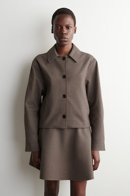 ROUNDED JERSEY JACKET — BROWN 2