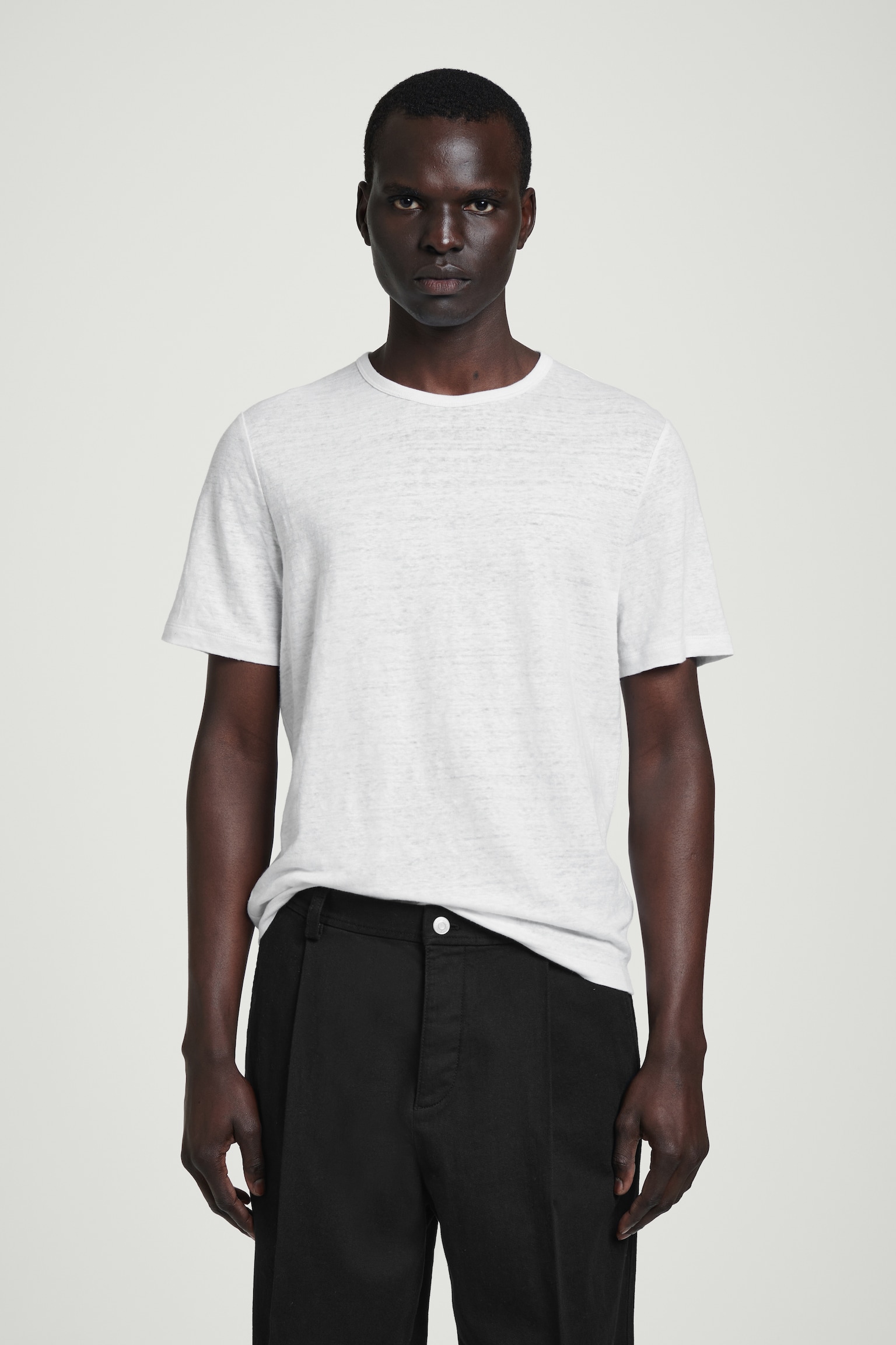 CAMISETA DE LINO - BLANCO/AZUL MARINO - 2