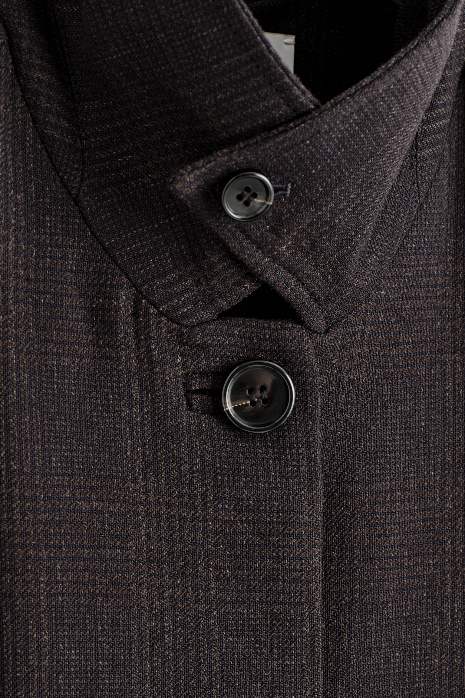 TRENCH IN MISTO LANA - MARRONE SCURO / QUADRI/BLU NAVY - 6