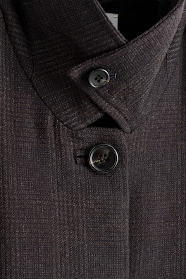 WOOL-BLEND LONG TRENCH COAT — DARK BROWN / CHECKED 2