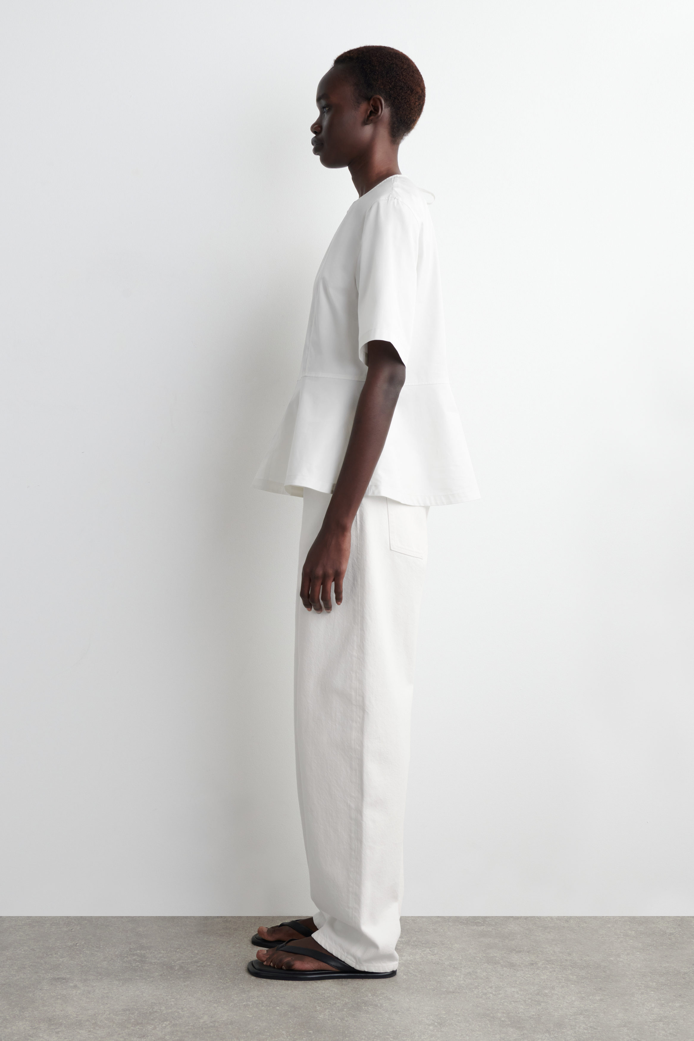 COTTON PEPLUM TOP - WHITE | COS