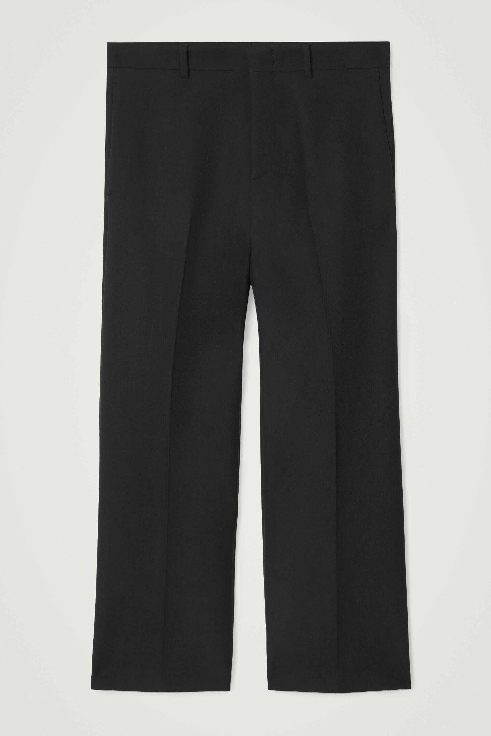 Cotton-Wool Flare Trousers – Black 8 By YOOX COTTON HIGH-WAIST FLARED PANTS | Black Women's