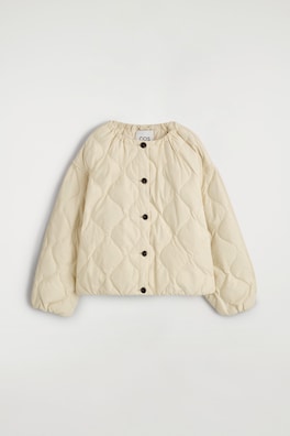 GATHERED QUILTED DOWN JACKET — ECRU 7