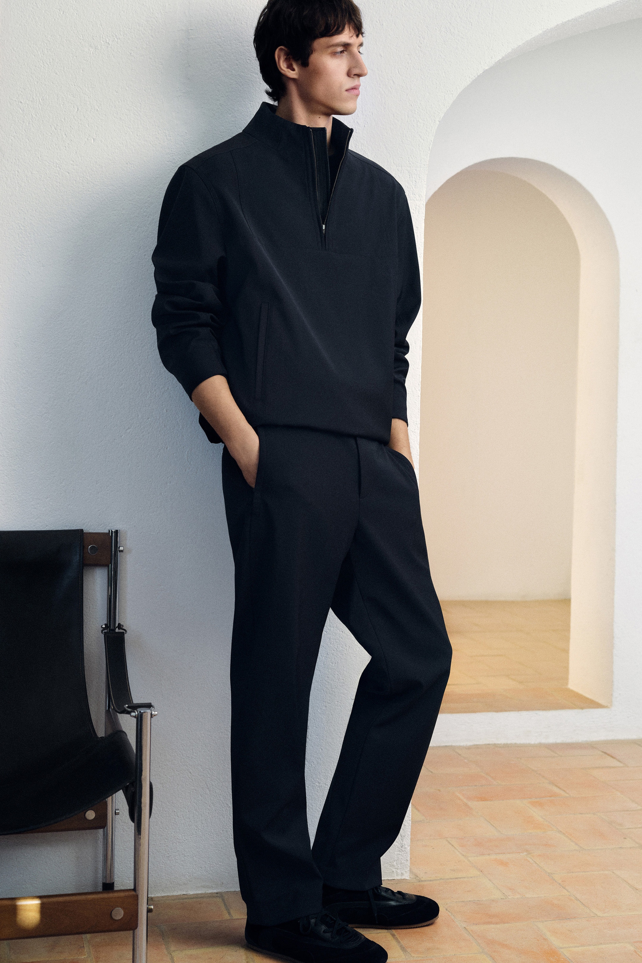 WOOL-BLEND STRAIGHT-LEG PANTS