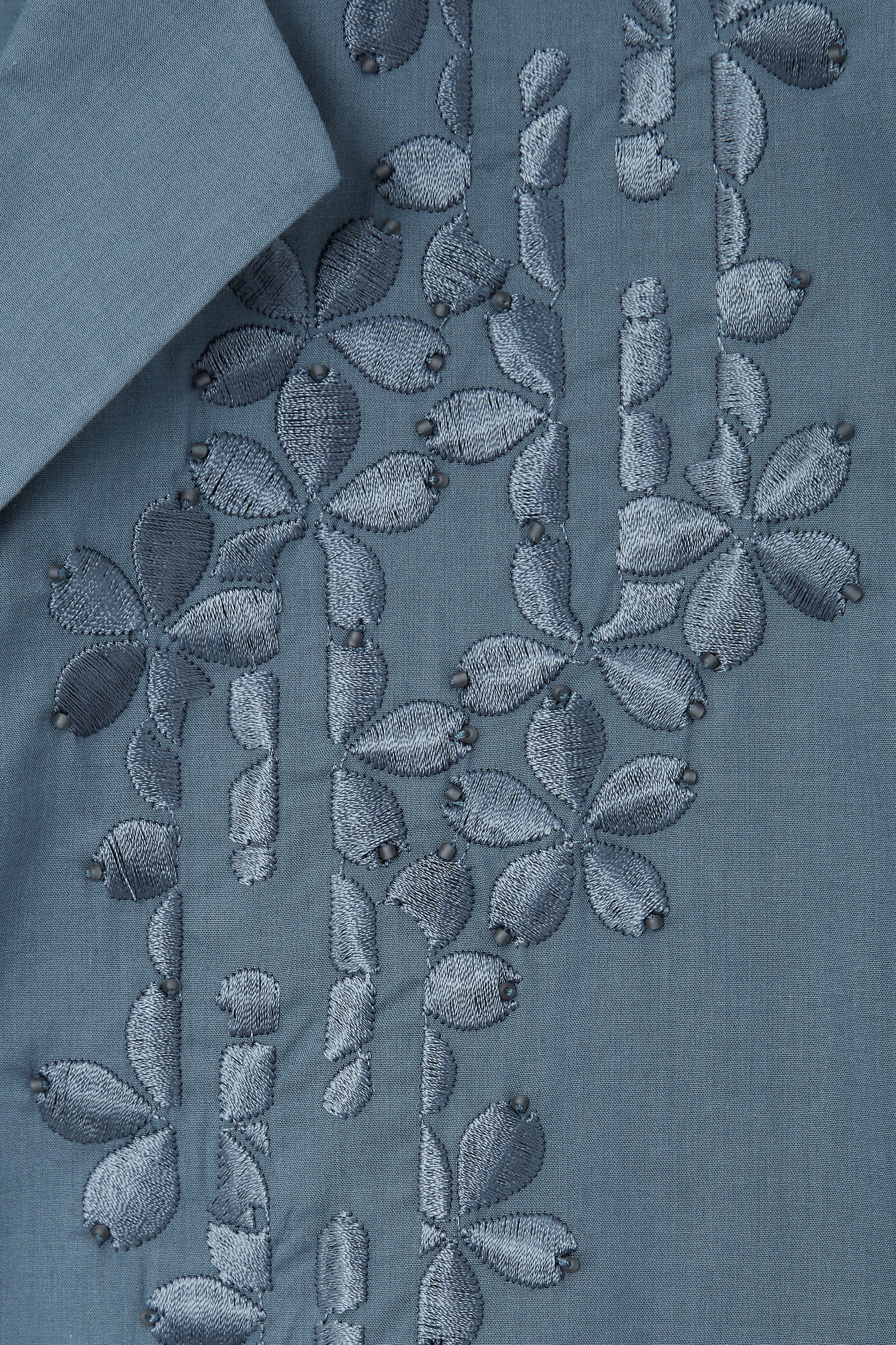 RELAXED FLORAL EMBROIDERED SHORT-SLEEVED SHIRT - BLUE | COS
