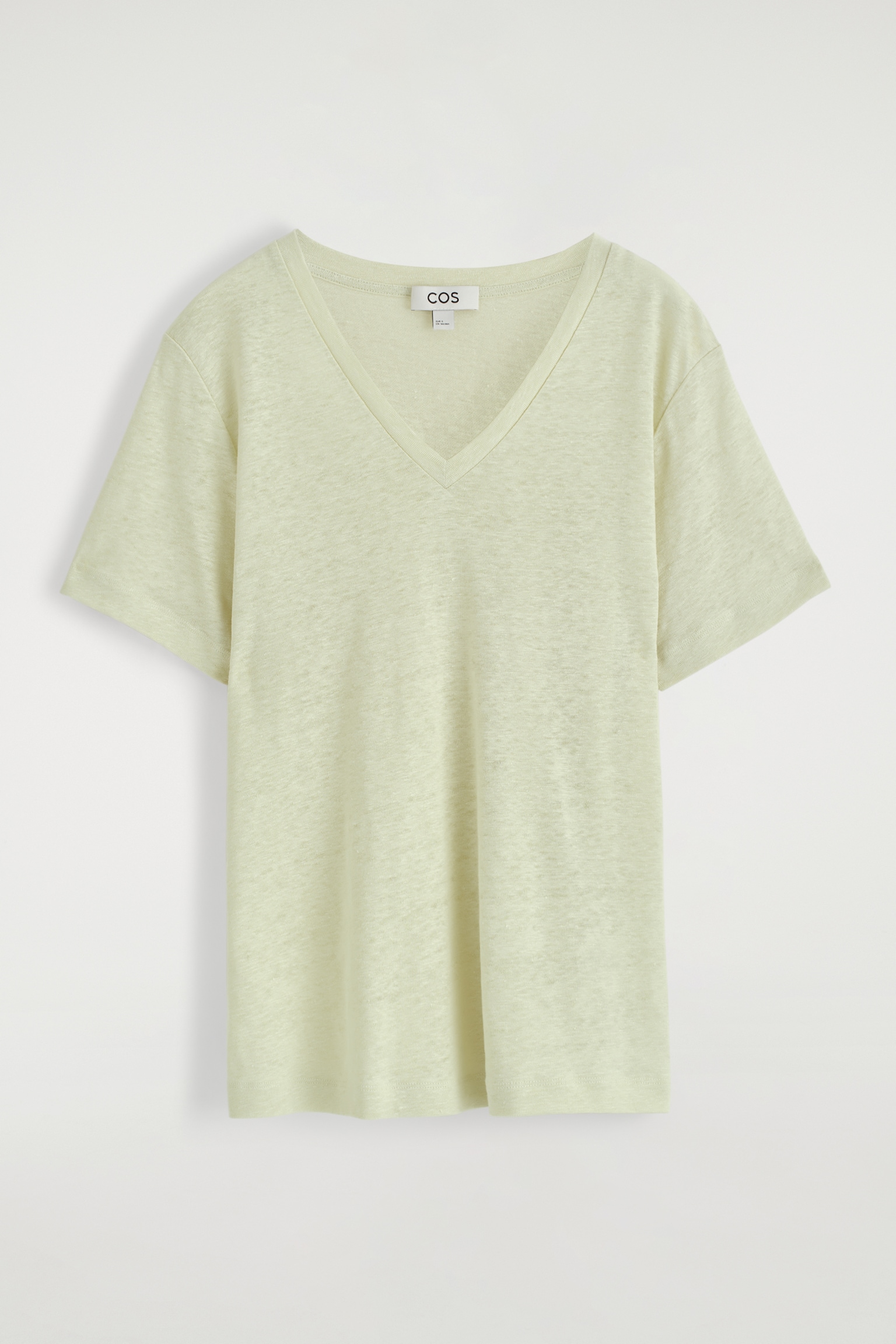 CAMISETA DE LINO CON CUELLO DE PICO - VERDE CLARO/NEGRO - 2