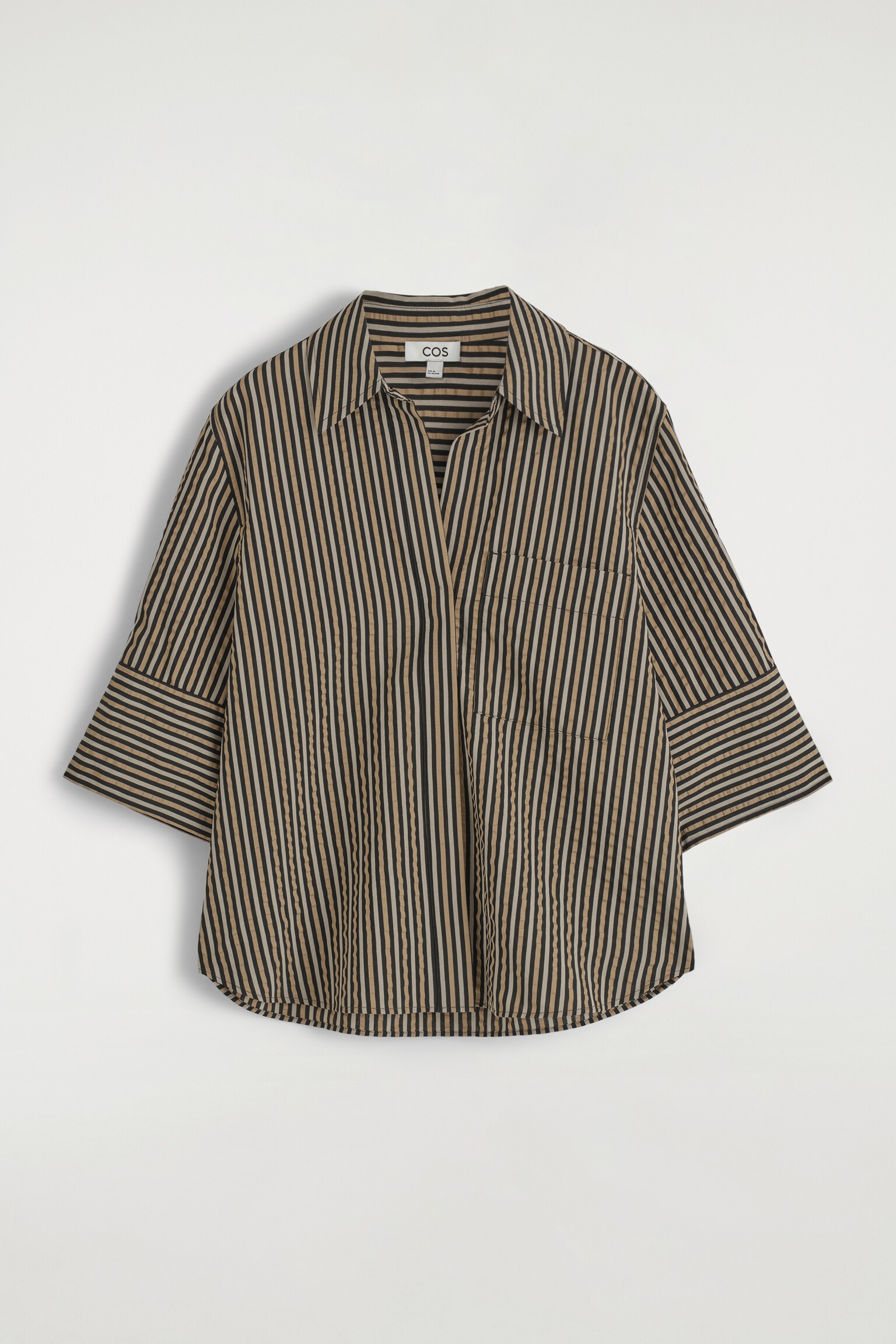 CAMICIA A RIGHE IN SEERSUCKER - MARRONE / NERO / RIGHE/BIANCO - 2