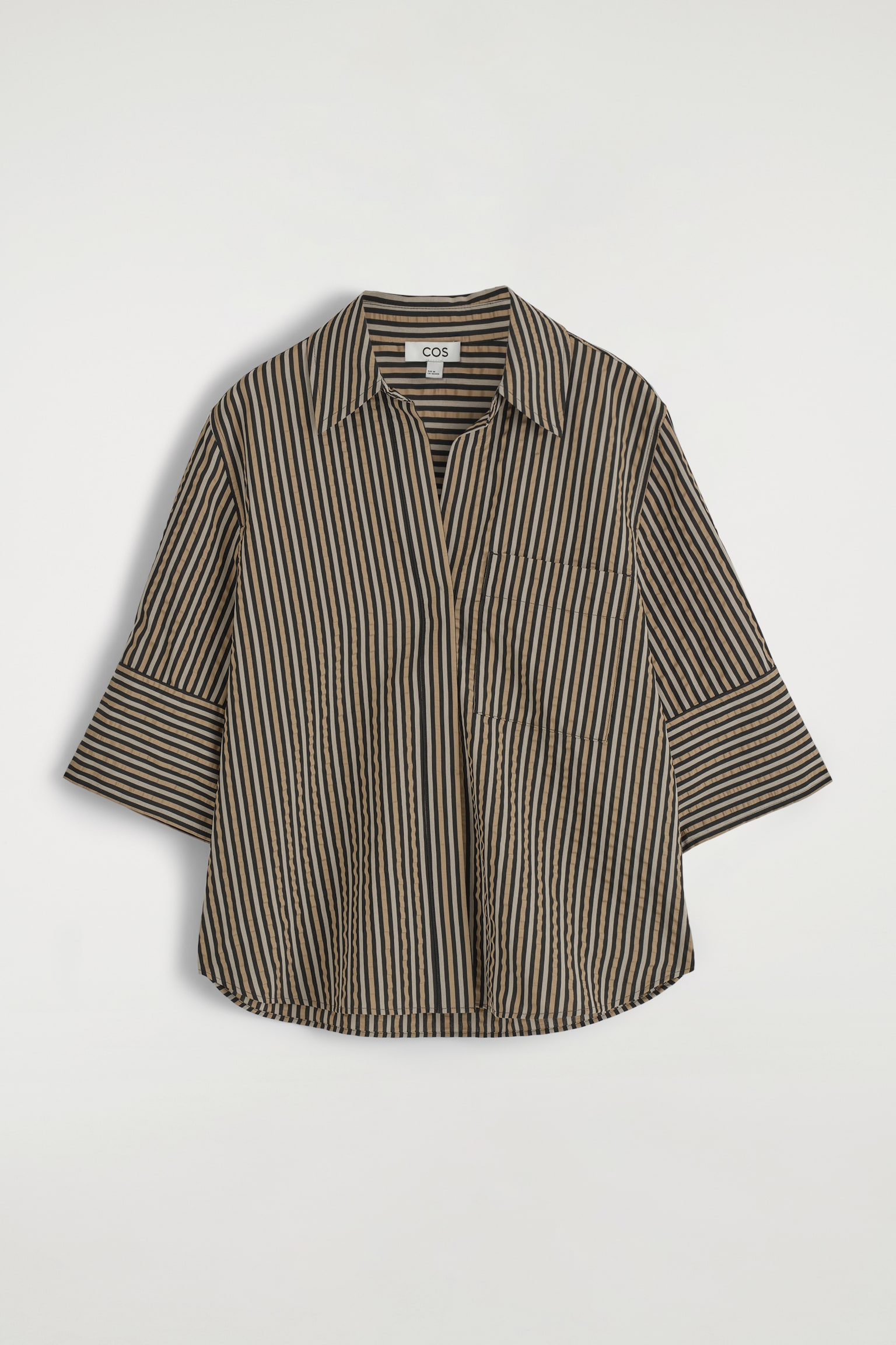 CAMISA DE RAYAS CON TEXTURA - MARRÓN / NEGRO / RAYAS/BLANCO - 2