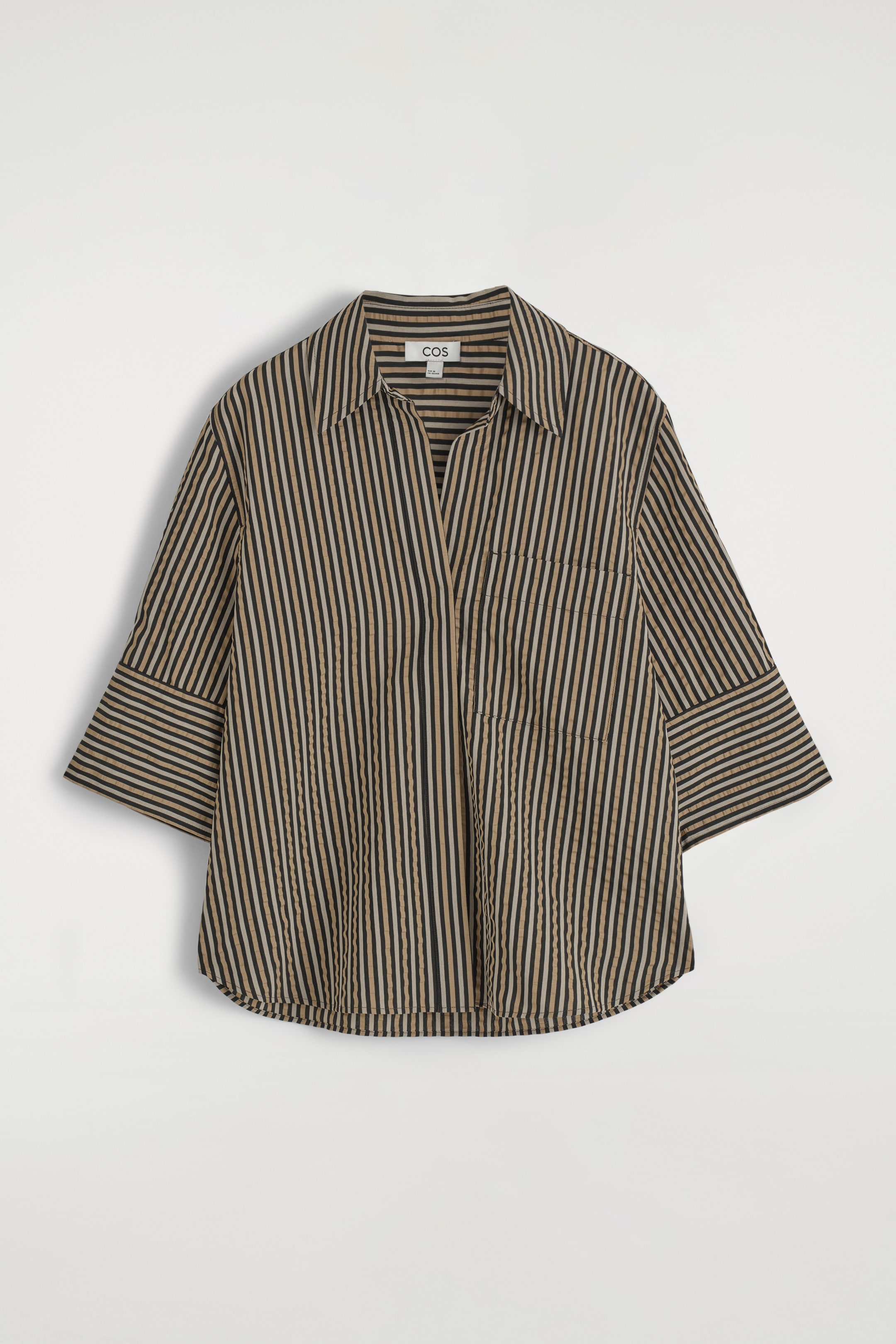 Grotere afbeelding bekijken: Gestreepte seersucker overhemd - bruin / zwart / gestreept - DAMES | H&M BE 5