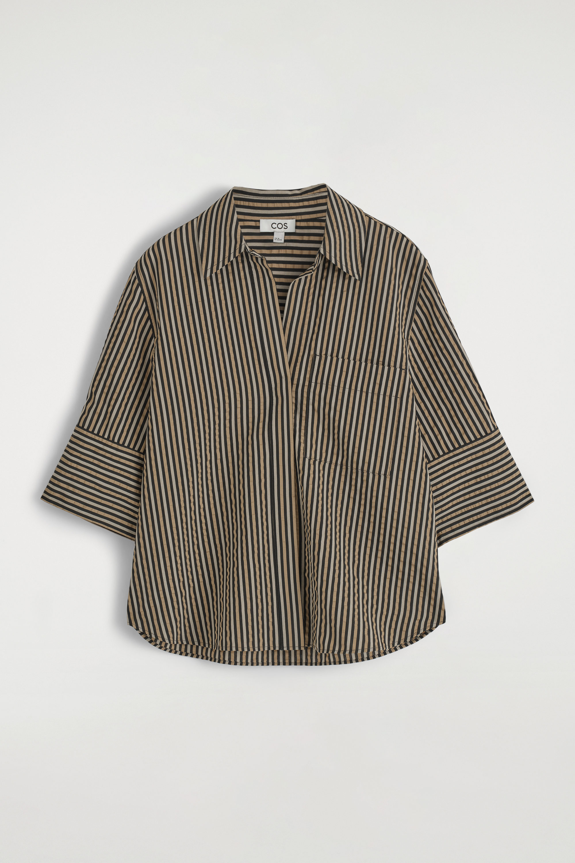 STRIPED SEERSUCKER SHIRT - BROWN / BLACK / STRIPED | COS