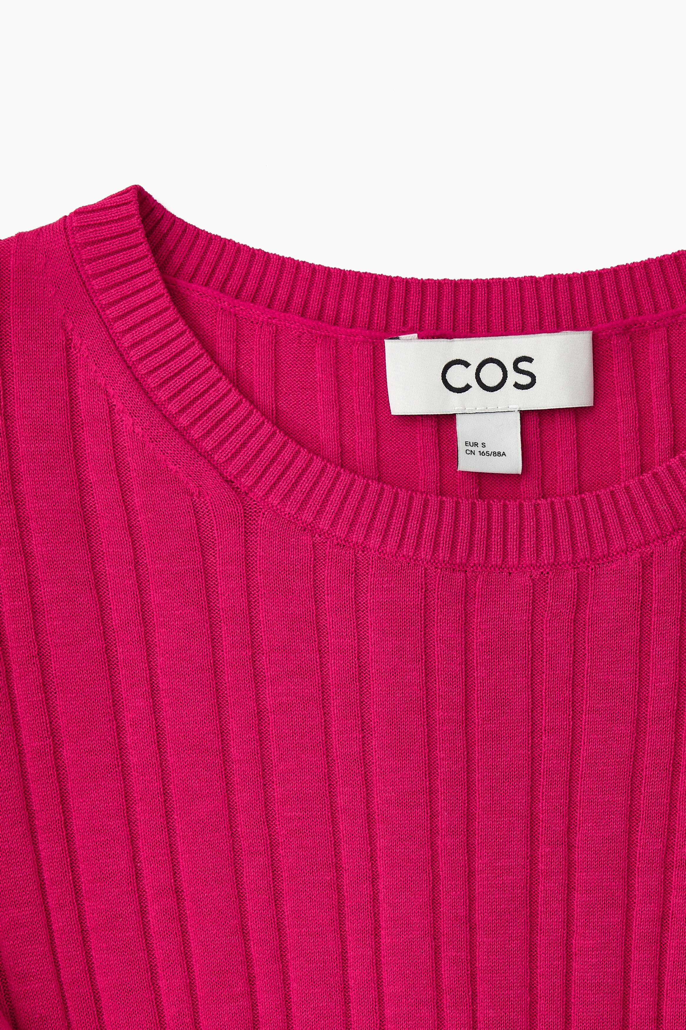RIBBED-KNIT SILK T-SHIRT - FUCHSIA PINK | COS