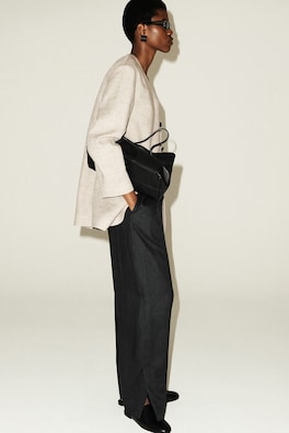ELASTICATED LINEN BARREL-LEG PANTS — NAVY 7