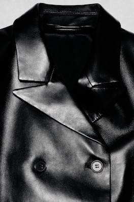 LEATHER DOUBLE-BREASTED BLAZER — BLACK 13