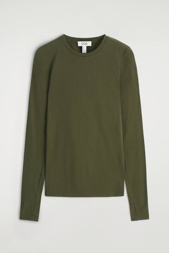SCHMALES LEICHTES LANGARMSHIRT - DUNKELGRÜN/Weiß - 1