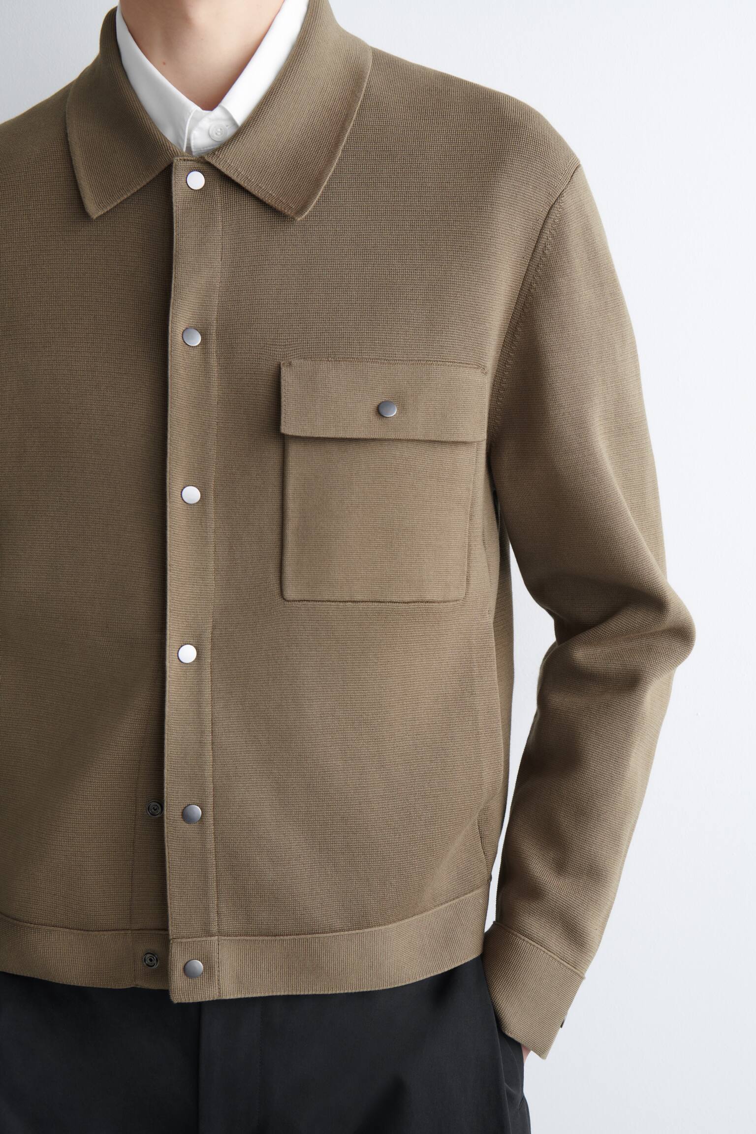 JAKKE I STRIKKET BOMULD - BRUN - 7