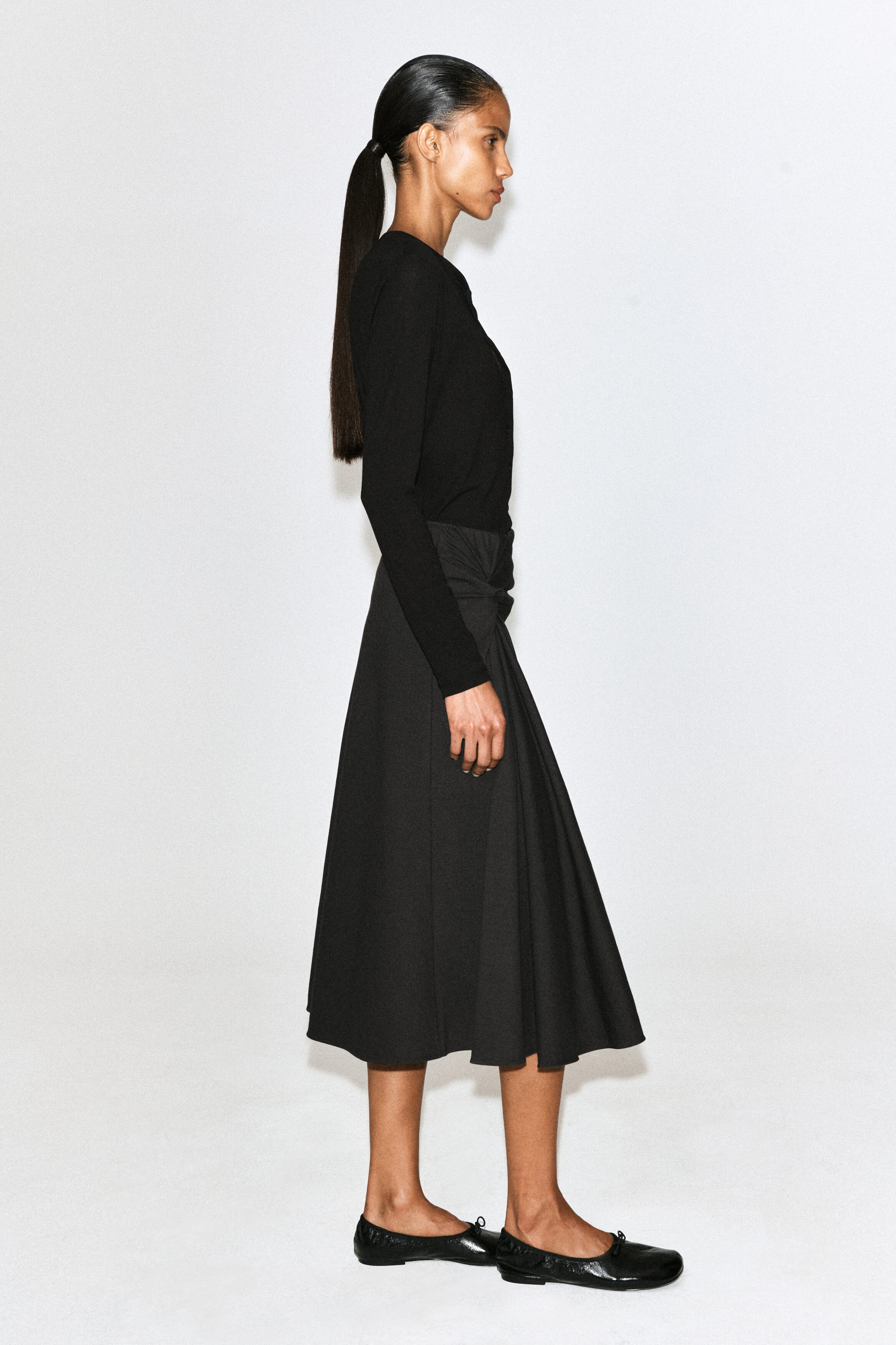 TWIST-DETAIL JERSEY MIDI SKIRT - DARK GREEN | COS US