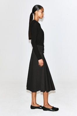 TWIST-DETAIL JERSEY MIDI SKIRT — DARK GREEN 2