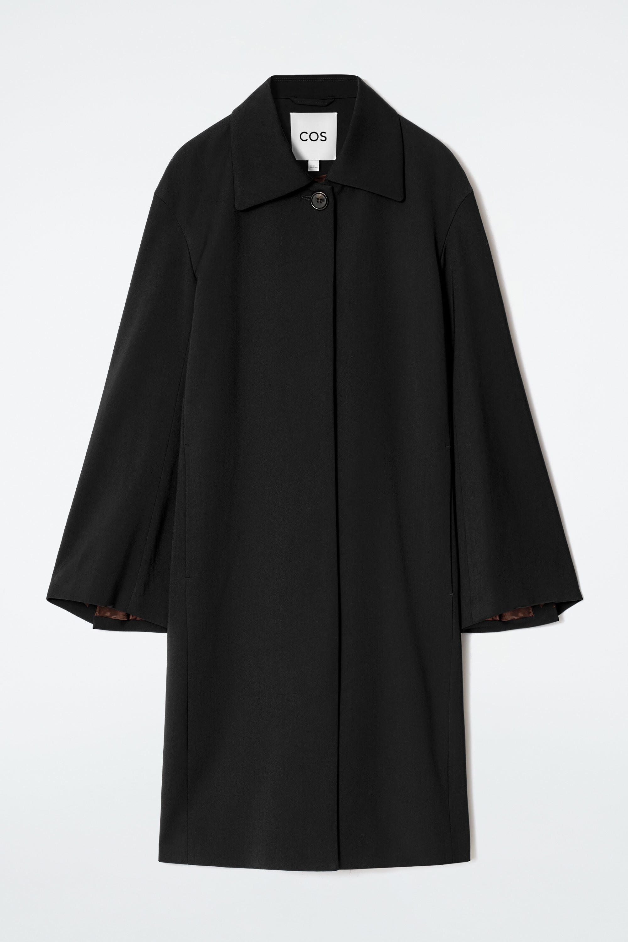 SINGLE-BREASTED CAR COAT - BLACK | COS