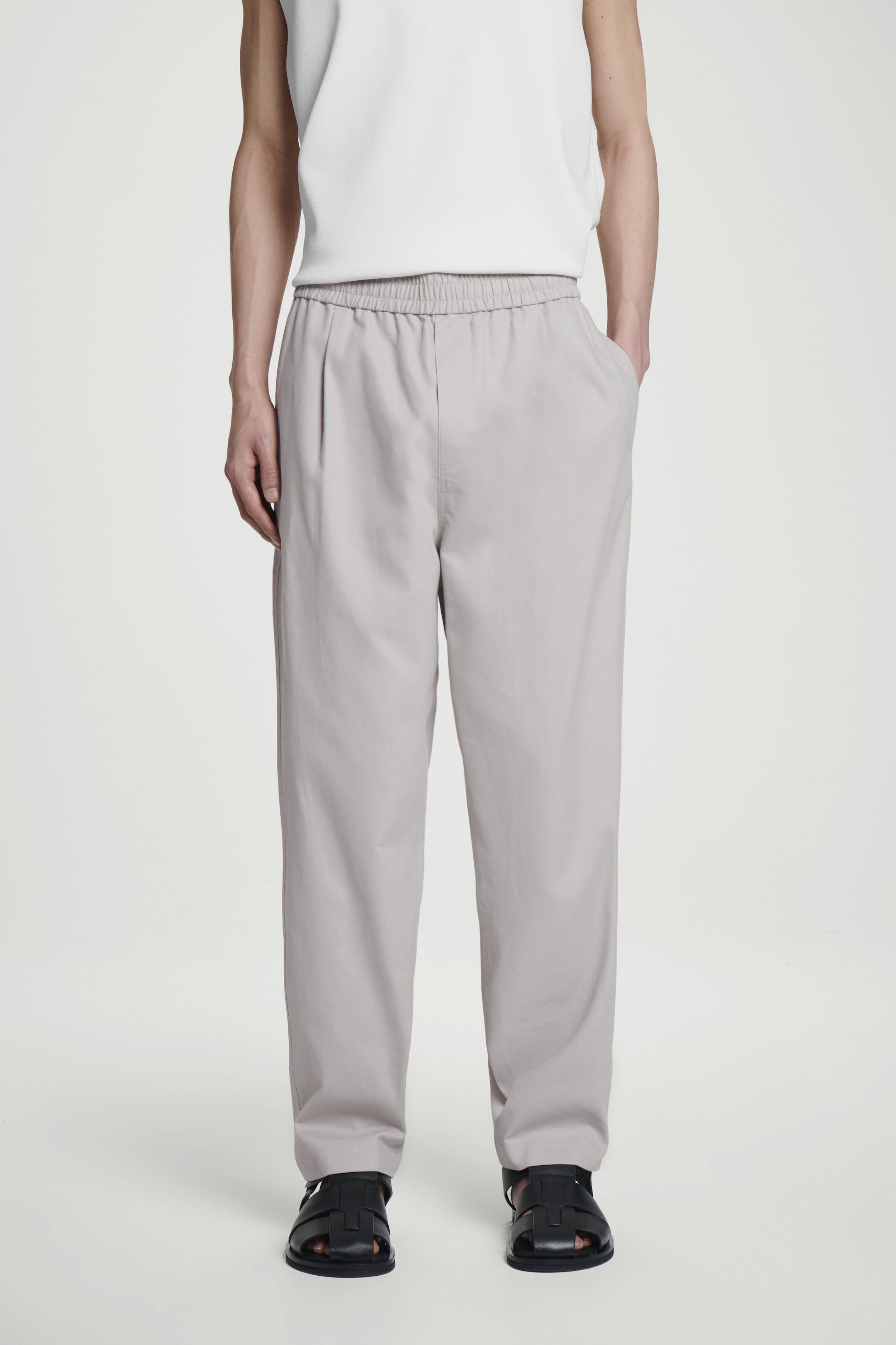 RELAXED COTTON TAPERED PANTS