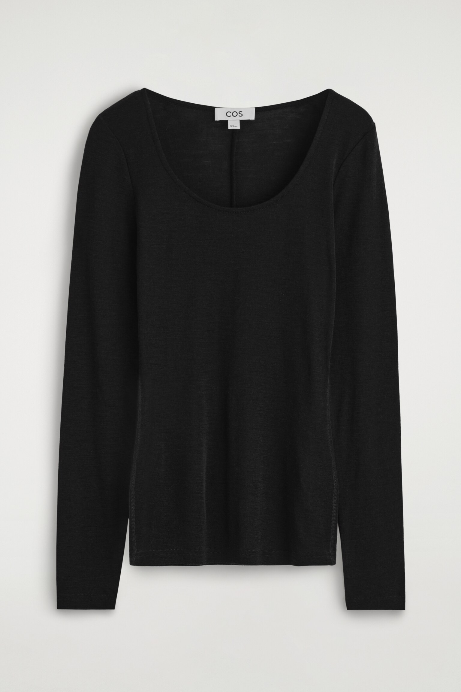 MERINO WOOL SCOOP-NECK TOP - BLACK/GREY MÉLANGE/LIGHT-BROWN MÉLANGE - 2