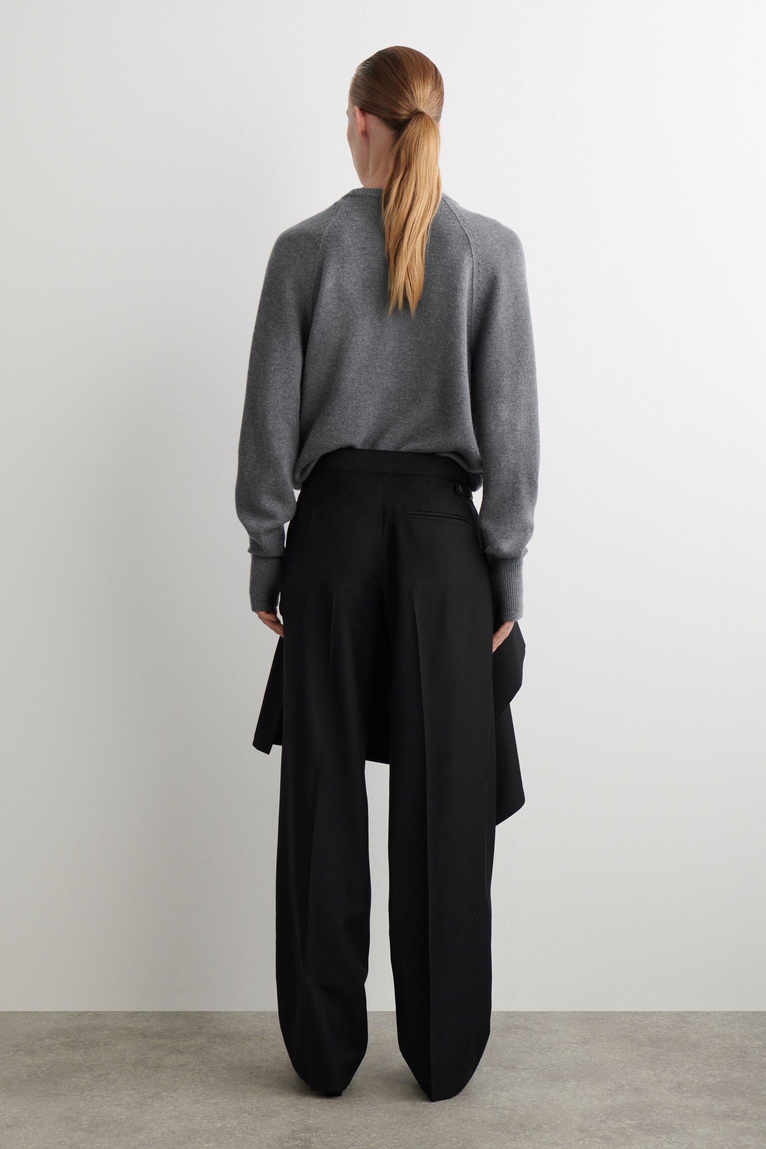 WOOL SKIRT TROUSERS - BLACK/NAVY - 6