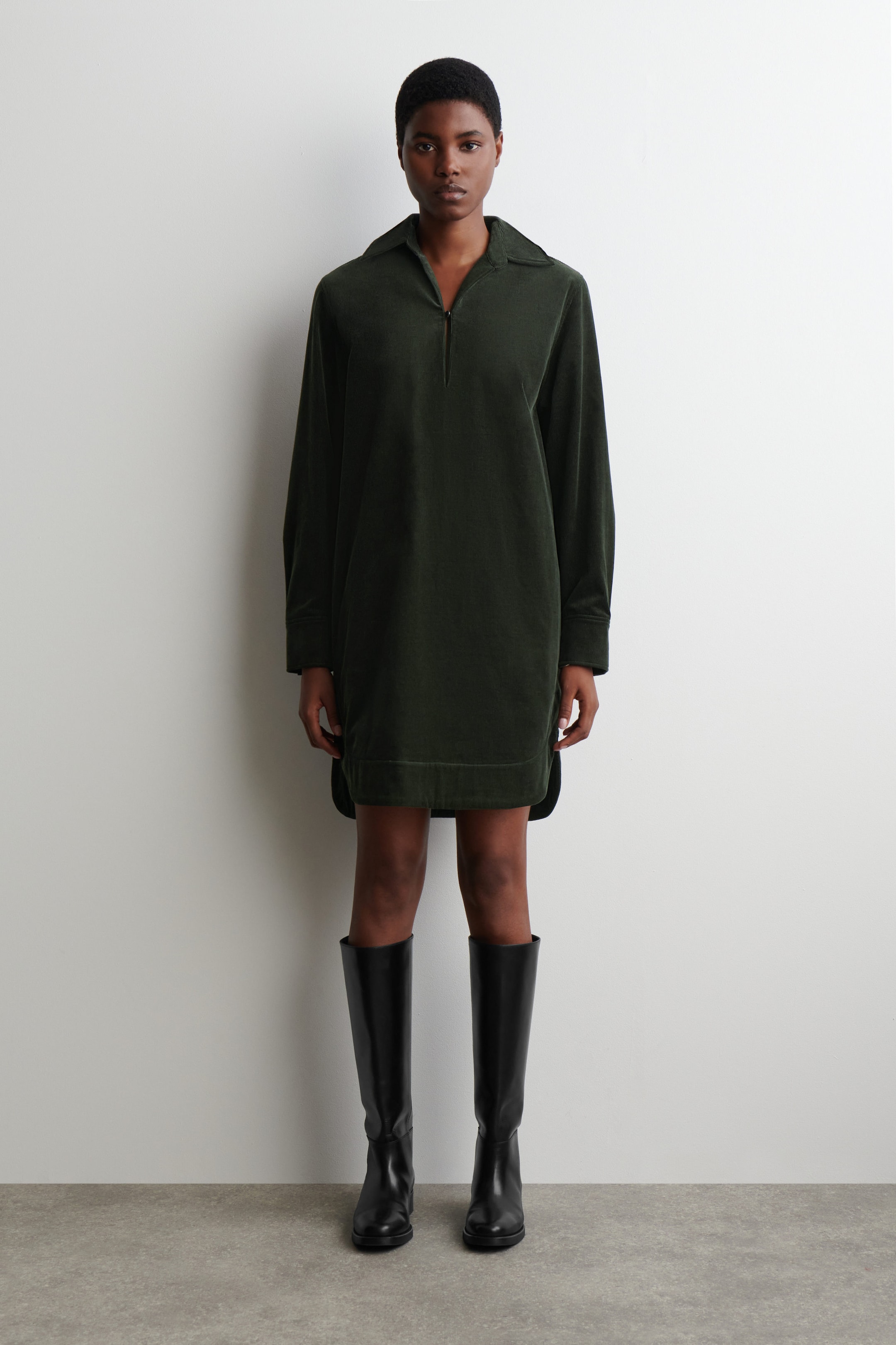 CORDUROY MINI SHIRT DRESS