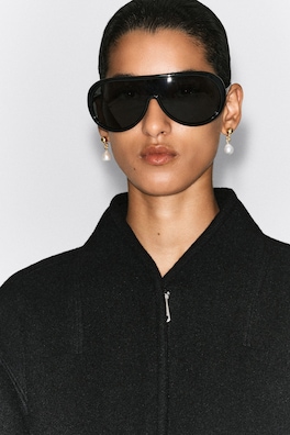 SCULPTED WOOL-BLEND ZIP-UP JACKET — BLACK 6