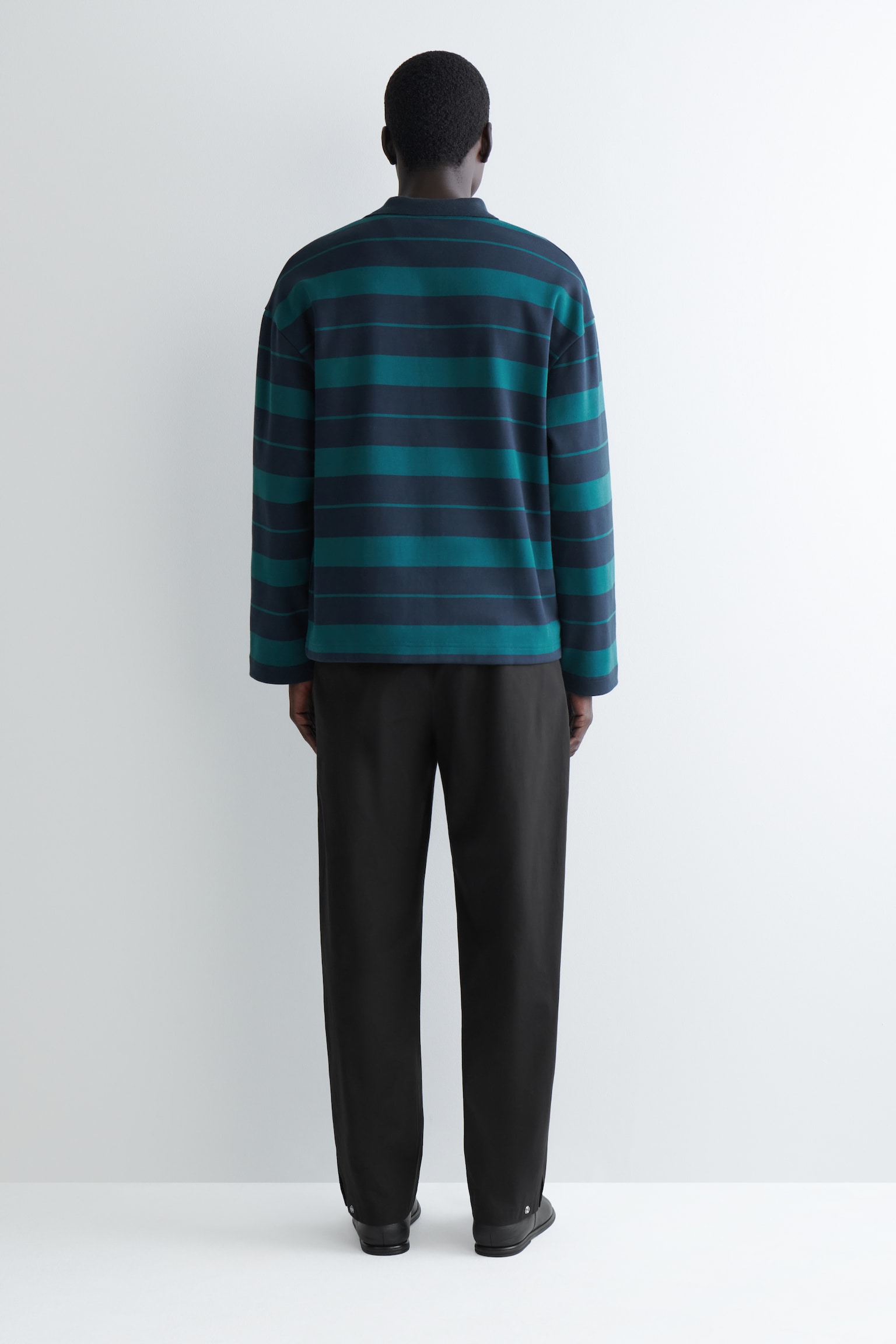 CHEMISE DE RUGBY OVERSIZE EN COTON RAYÉ - BLEU MARINE / TURQUOISE / RAYÉ - 3