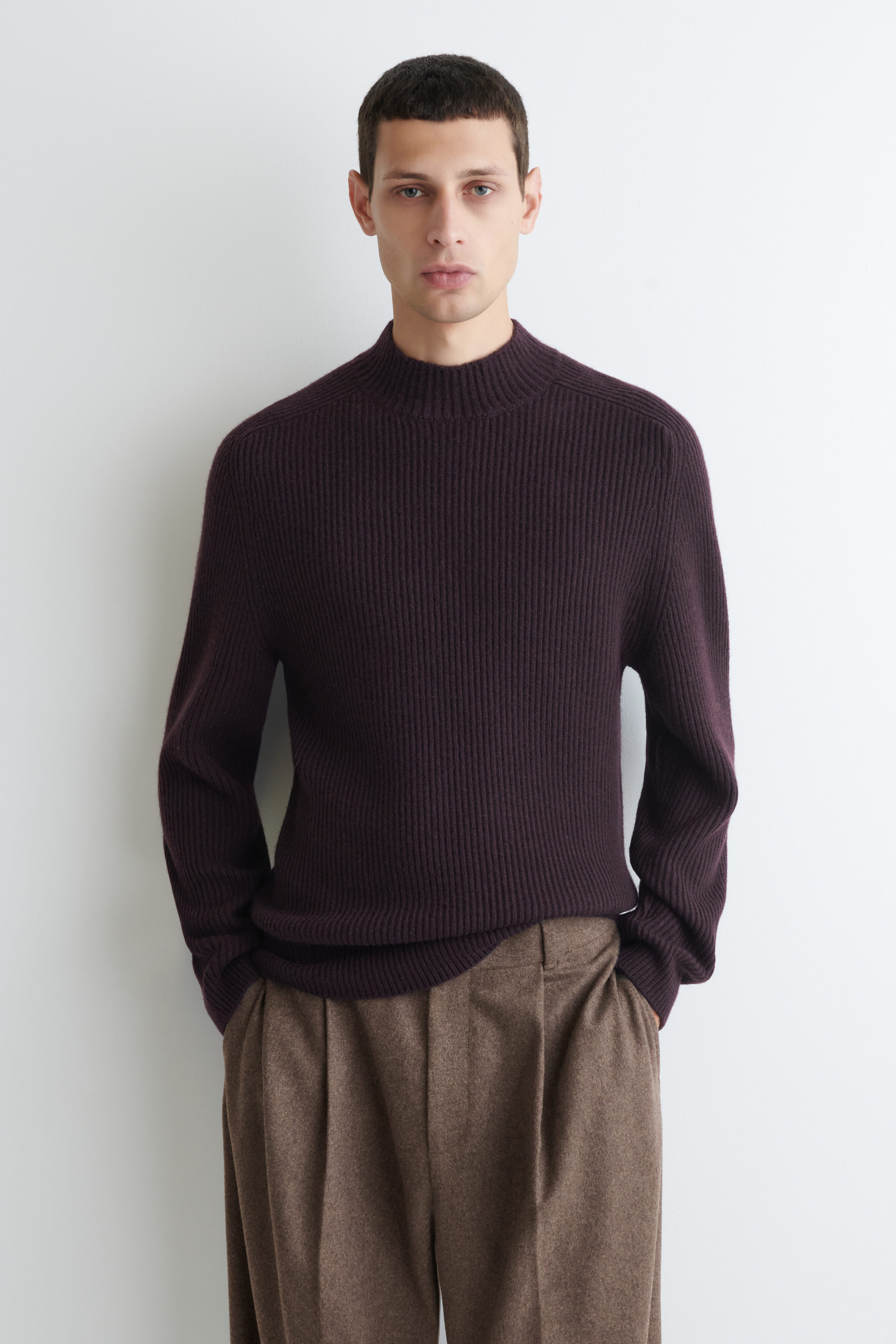 COS ファンネルネックウールドライバーズ ニット XS FUNNEL-NECK KNITTED WOOL JACKET ファンネルネックニットウール