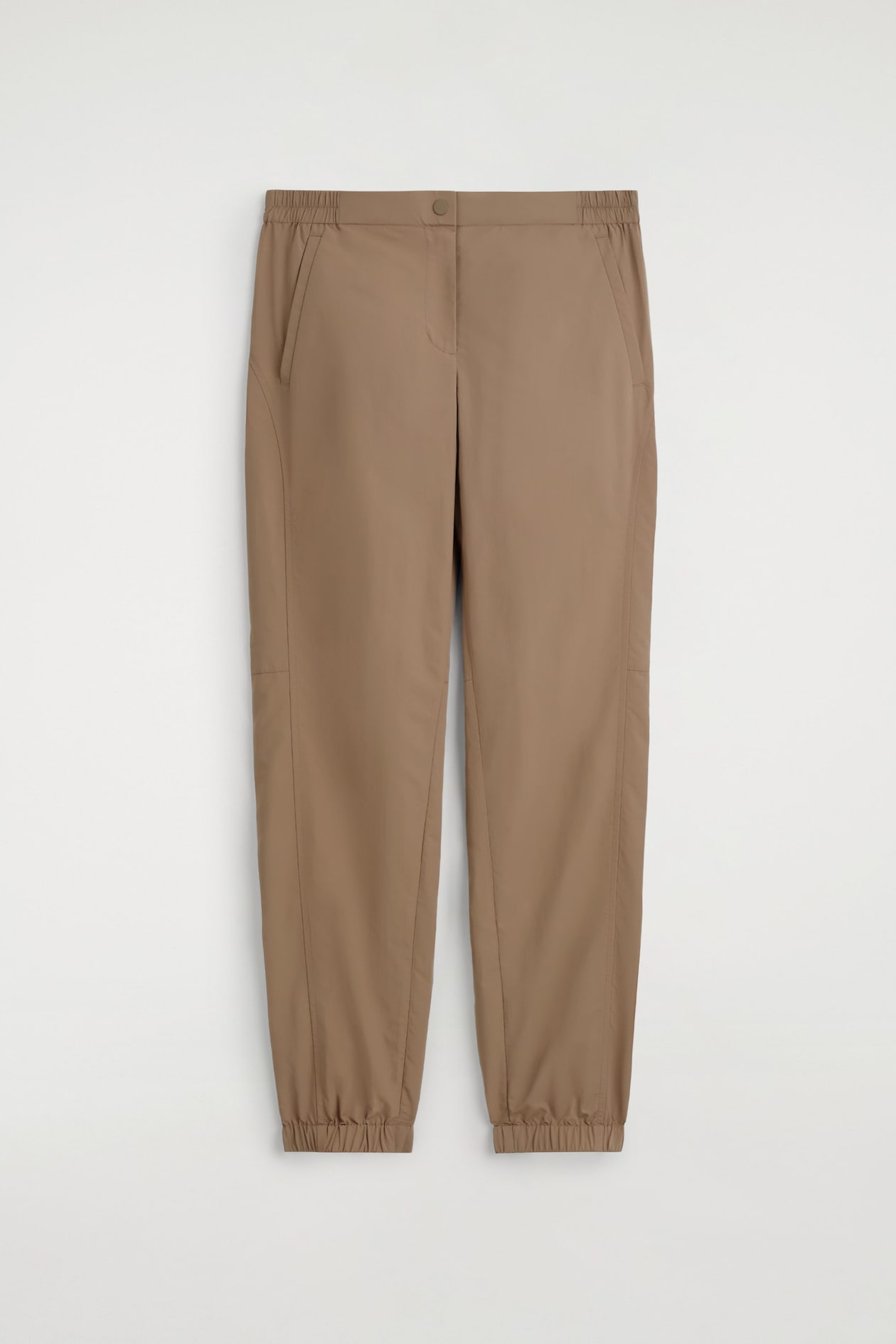 TECHNICAL NYLON BARREL-LEG TROUSERS — BEIGE