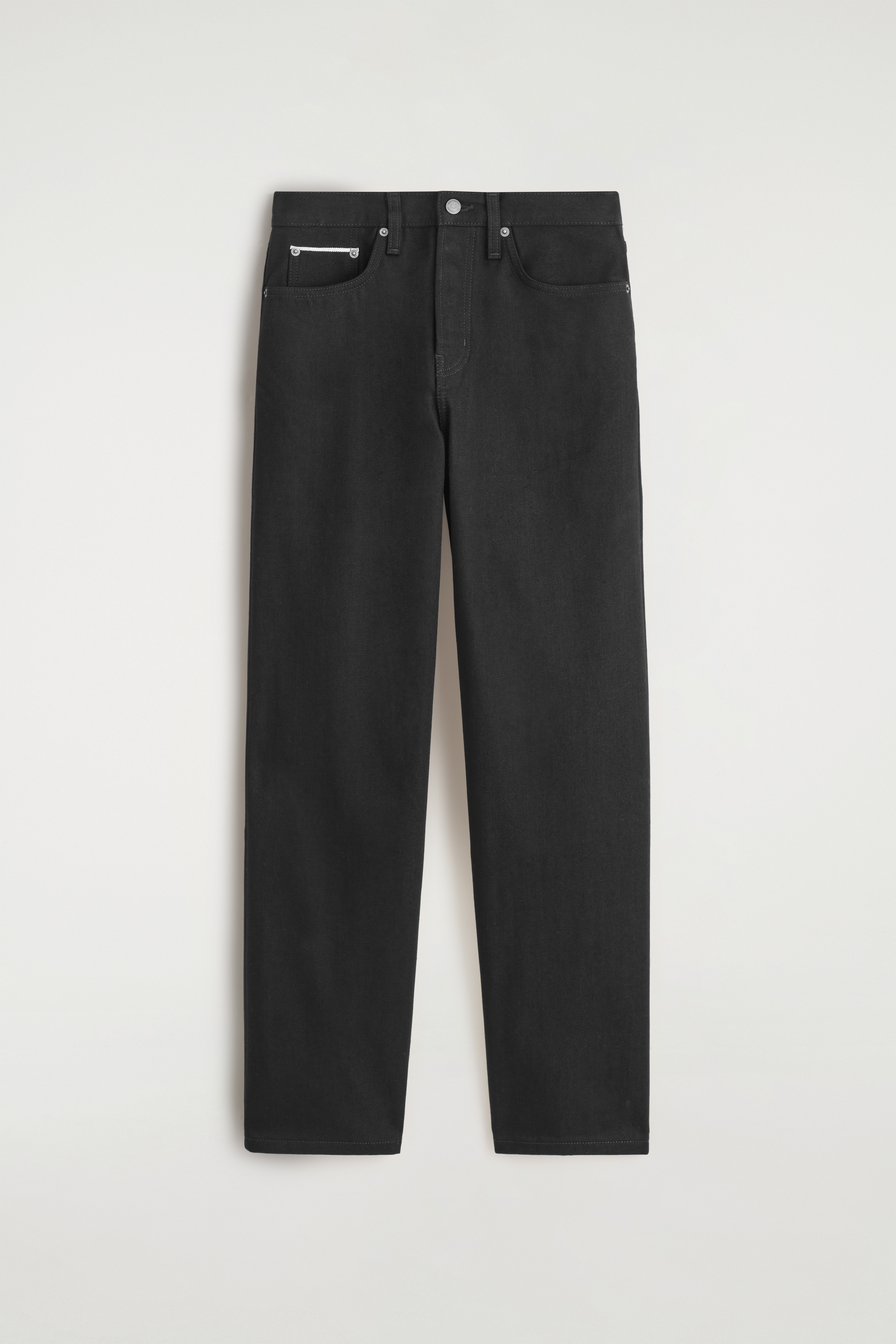 JEANSY „RIDER” Z PROSTYMI NOGAWKAMI I KRAJKĄ - CZARNY/INDYGO